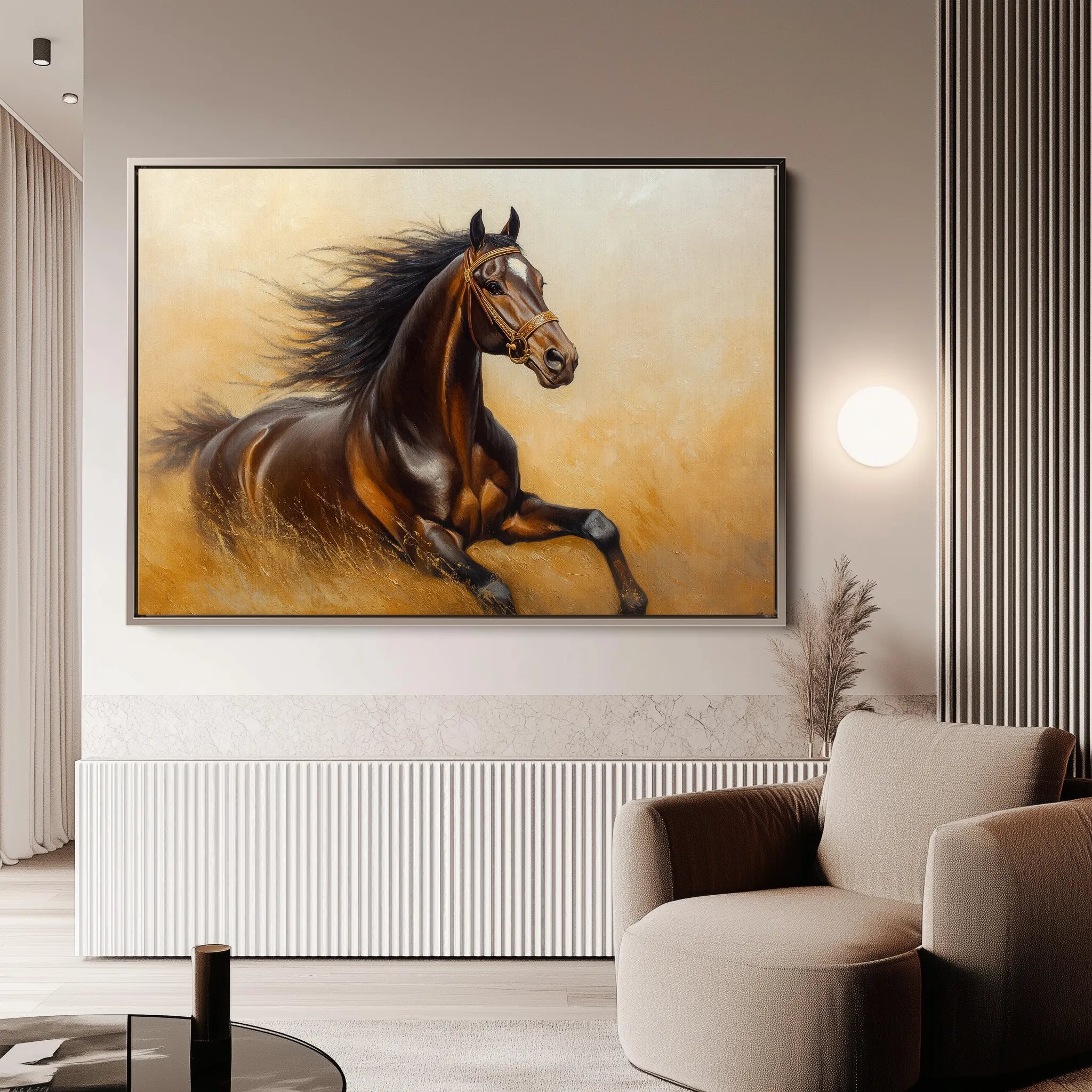 Horses 001 Canvas Art 18" x 24" / 45 x 60 cm / Black