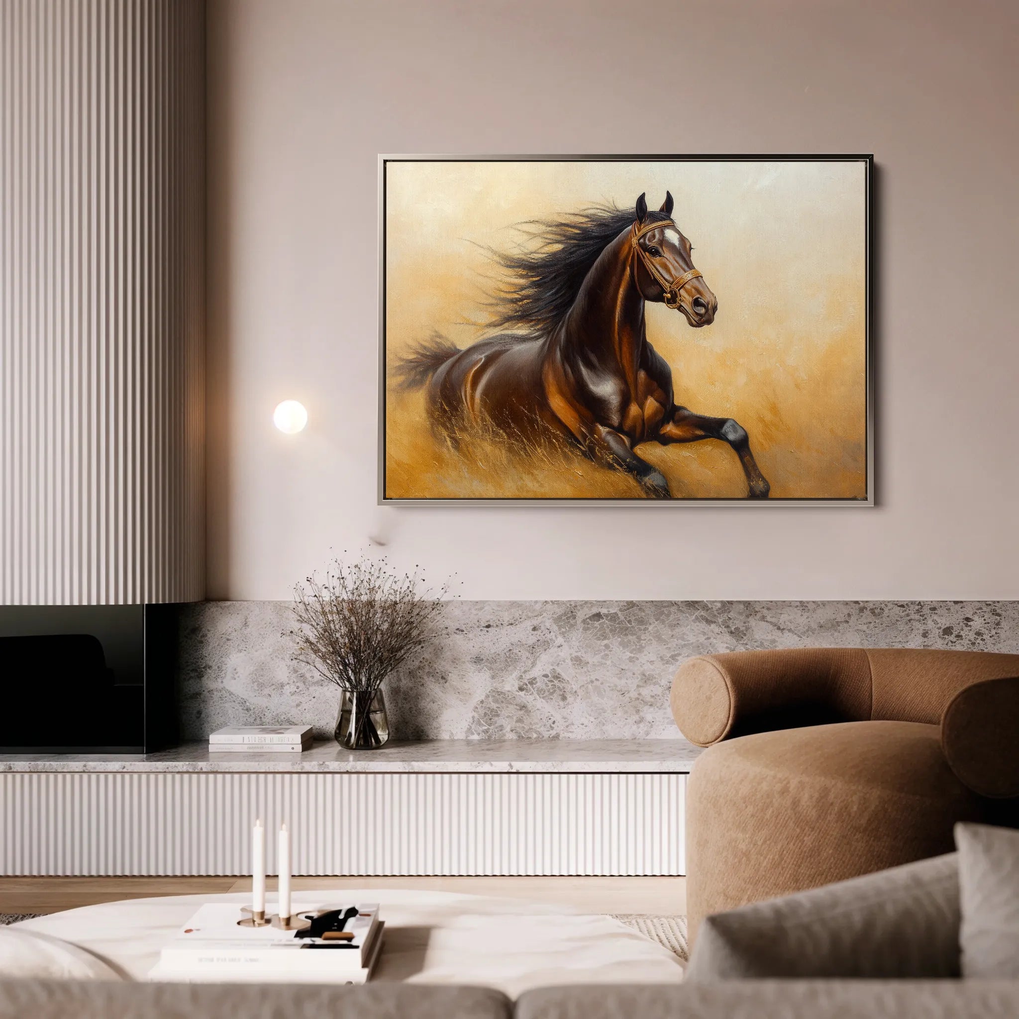Horses 001 Canvas Art 18" x 24" / 45 x 60 cm / Black