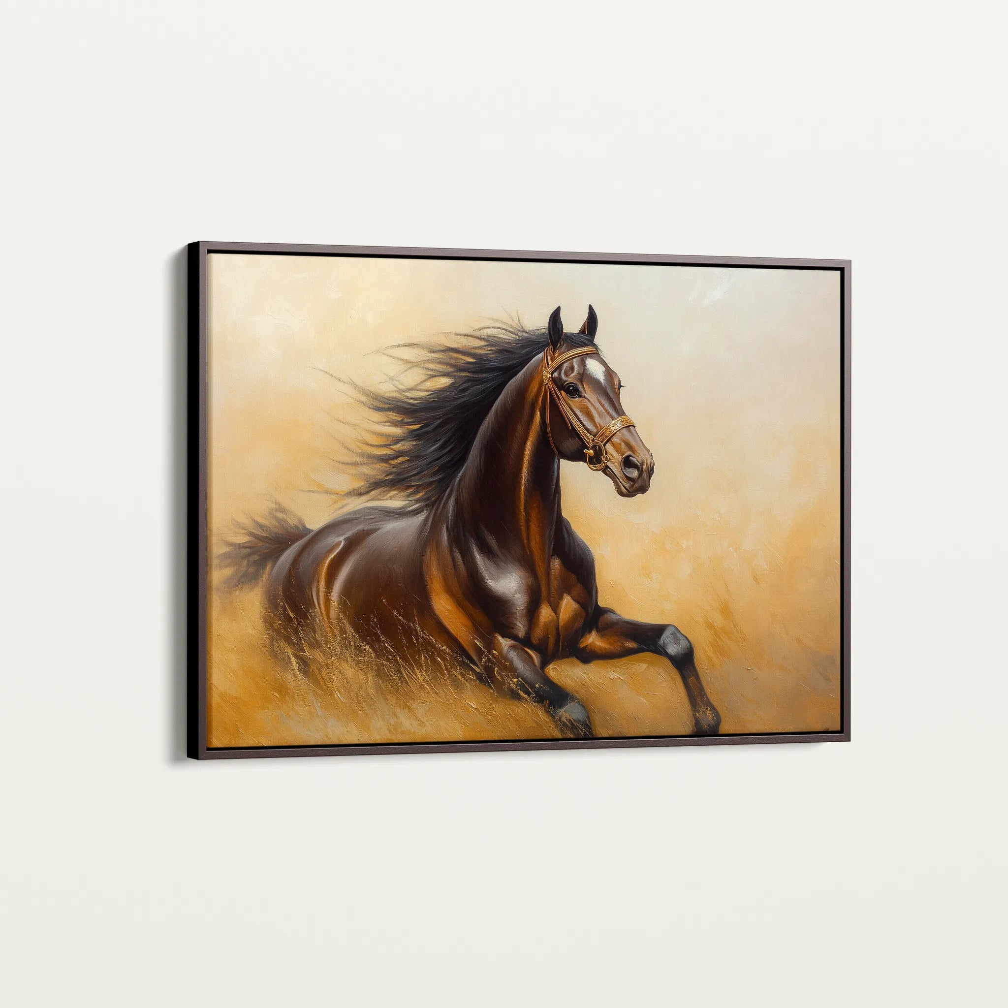 Horses 001 Canvas Art 18" x 24" / 45 x 60 cm / Black