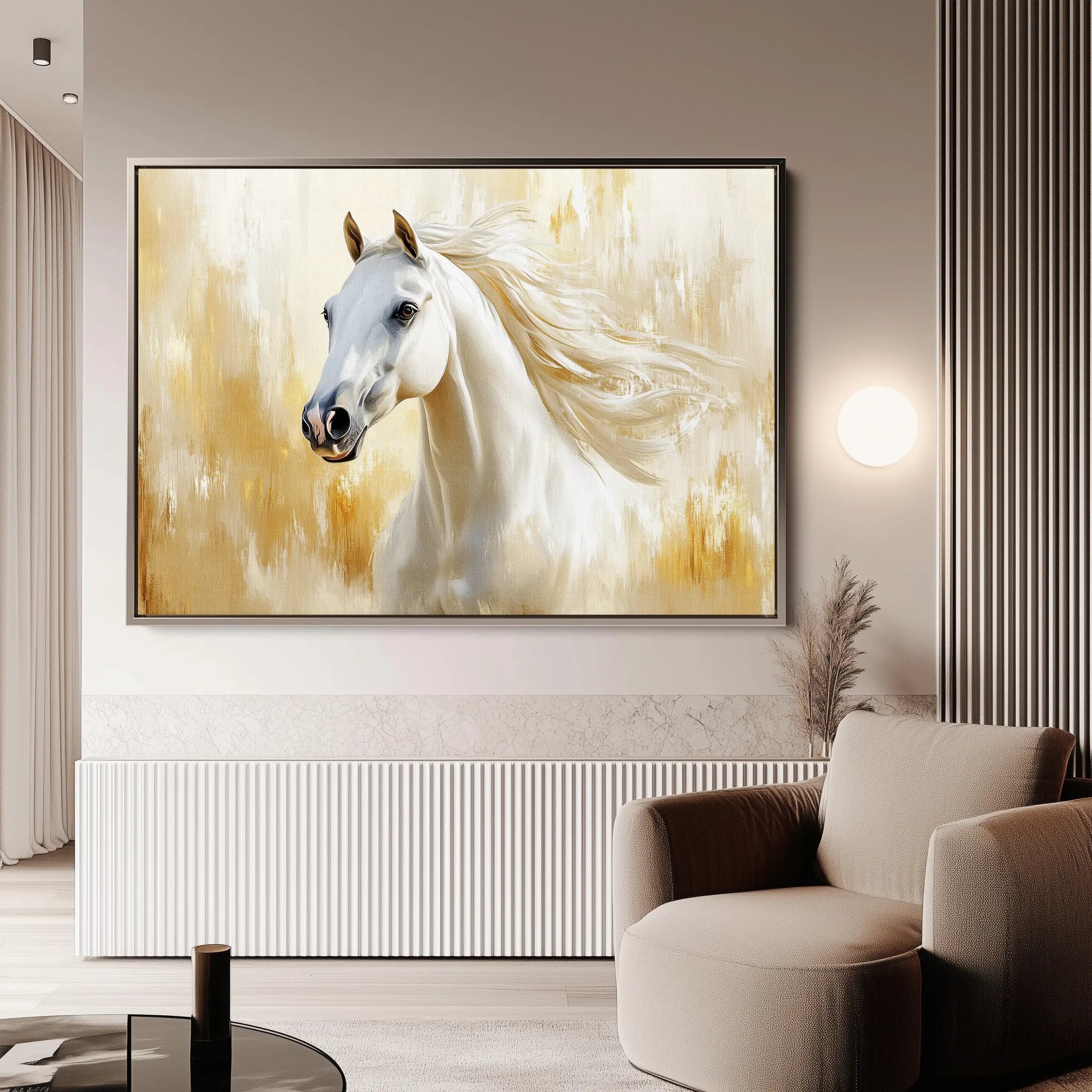 Horses 002 Canvas Art 18" x 24" / 45 x 60 cm / Black