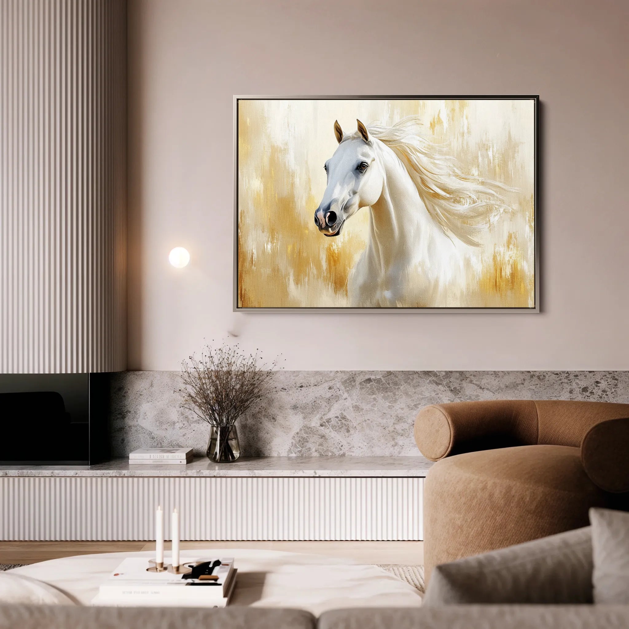 Horses 002 Canvas Art 18" x 24" / 45 x 60 cm / Black