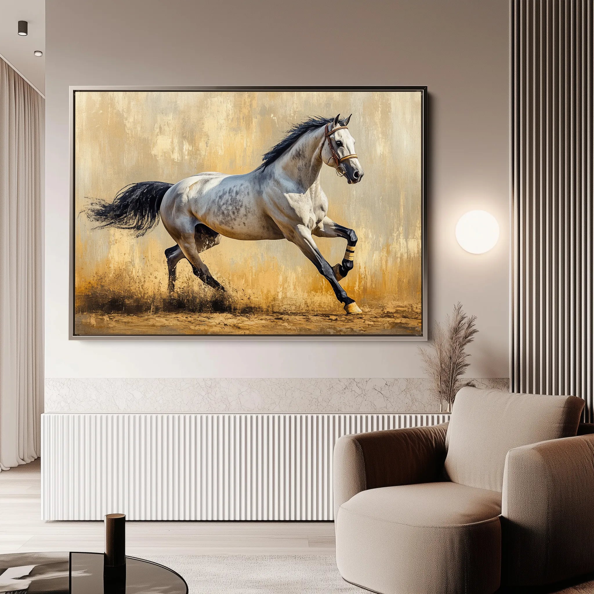 Horses 004 Canvas Art 18" x 24" / 45 x 60 cm / Black