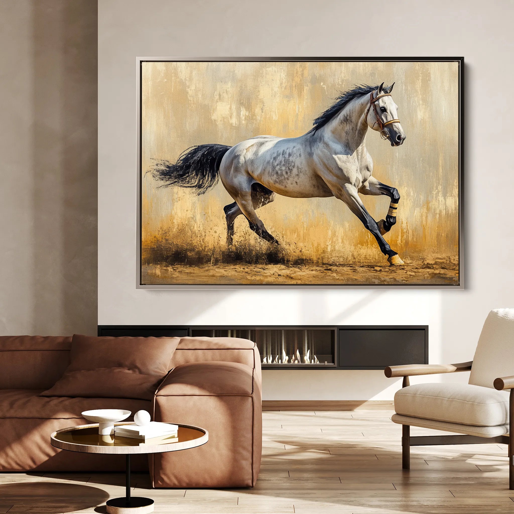 Horses 004 Canvas Art 18" x 24" / 45 x 60 cm / Black