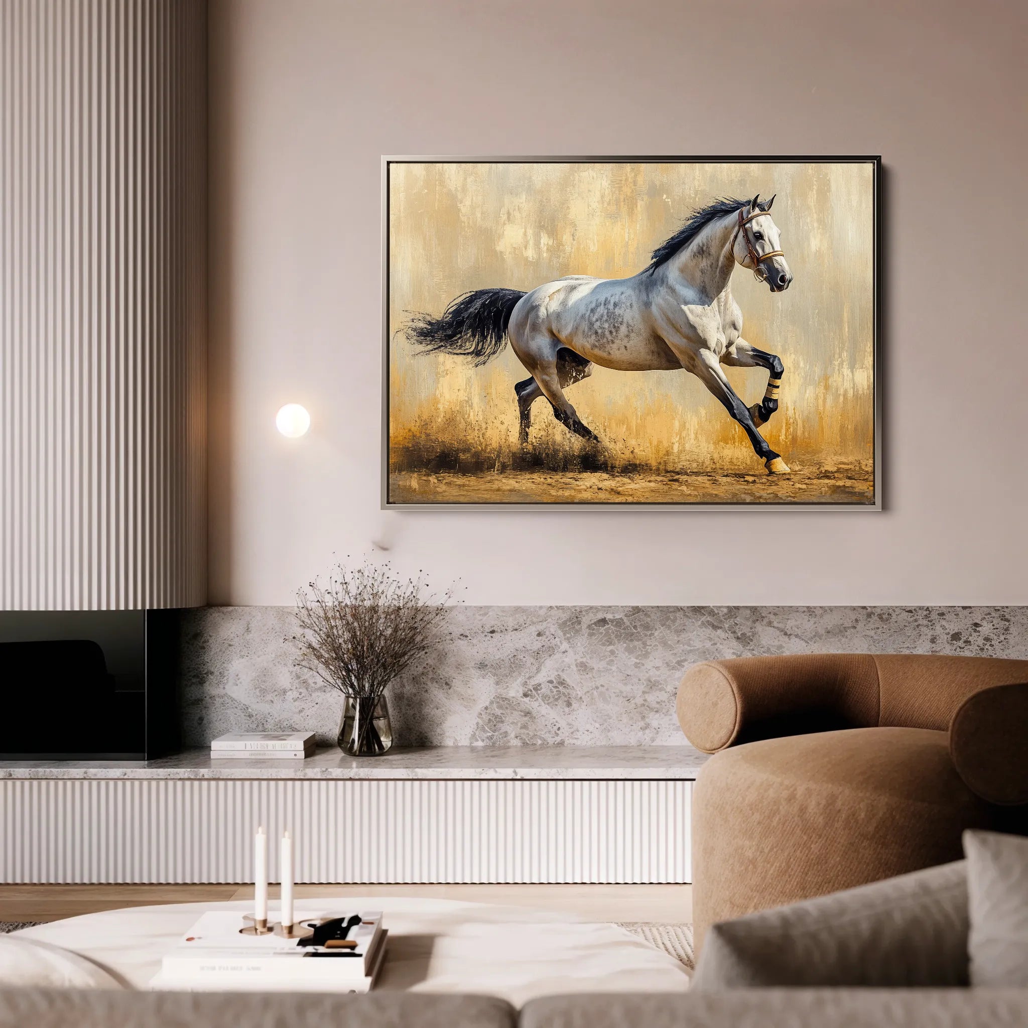 Horses 004 Canvas Art 18" x 24" / 45 x 60 cm / Black