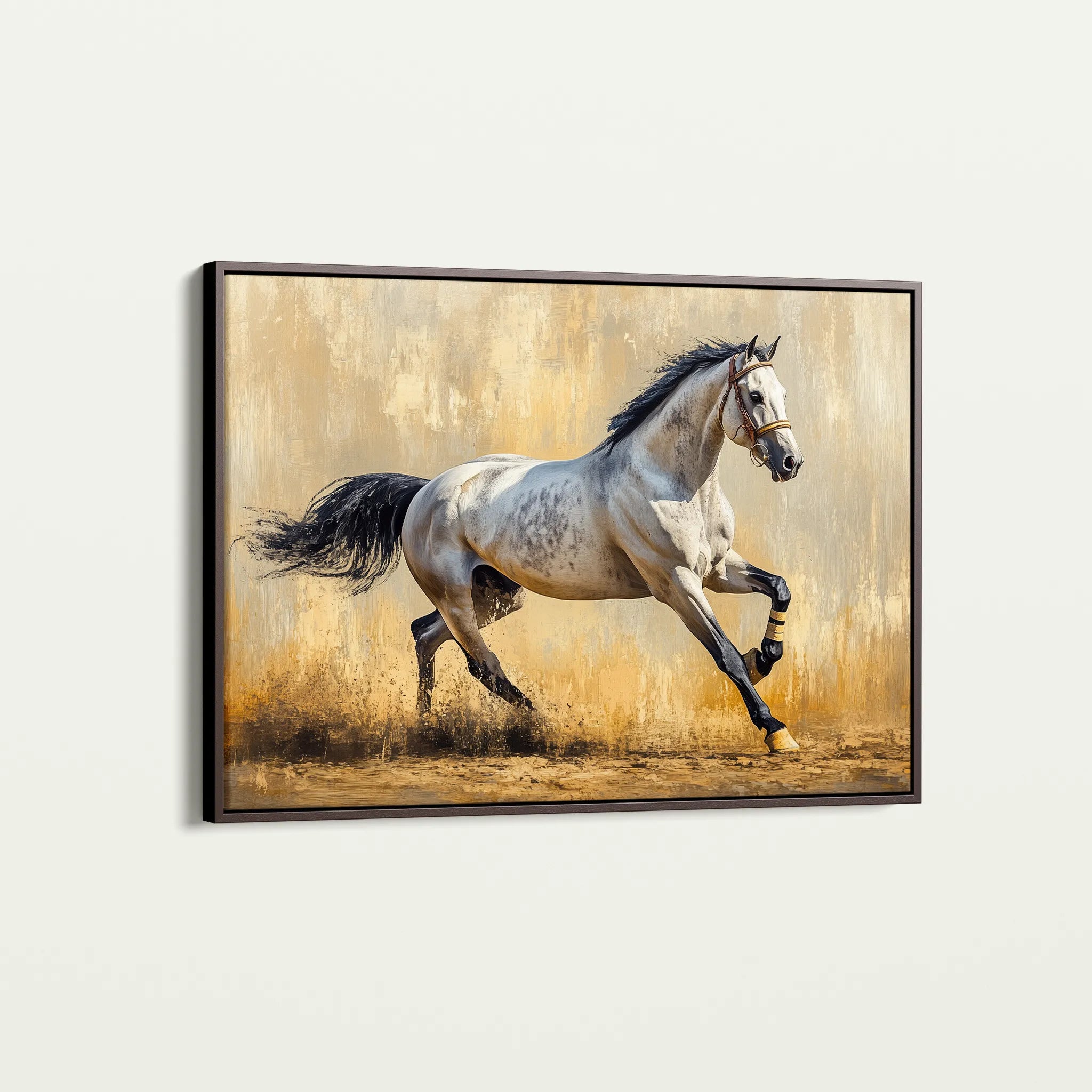 Horses 004 Canvas Art 18" x 24" / 45 x 60 cm / Black
