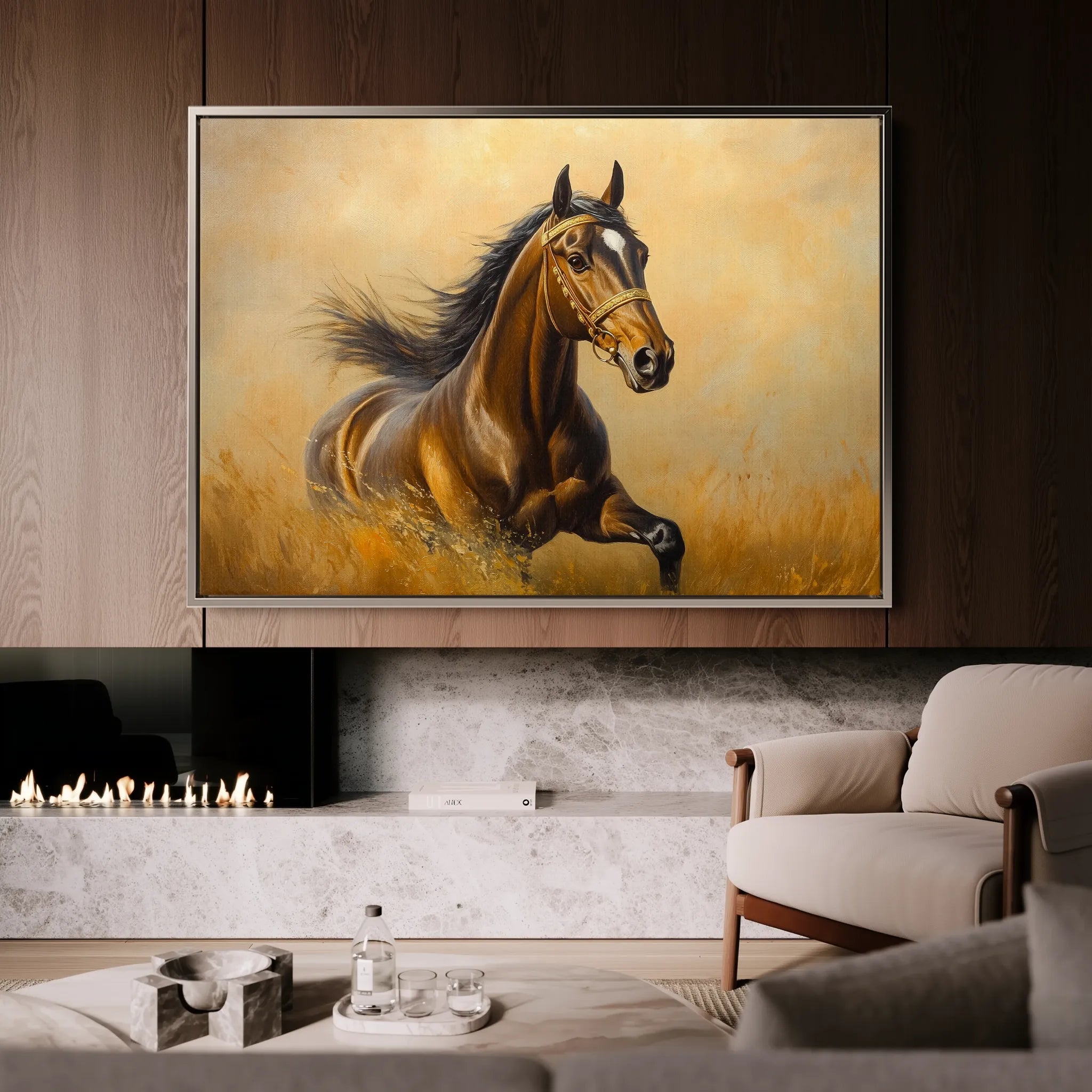 Horses 007 Canvas Art 18" x 24" / 45 x 60 cm / Black