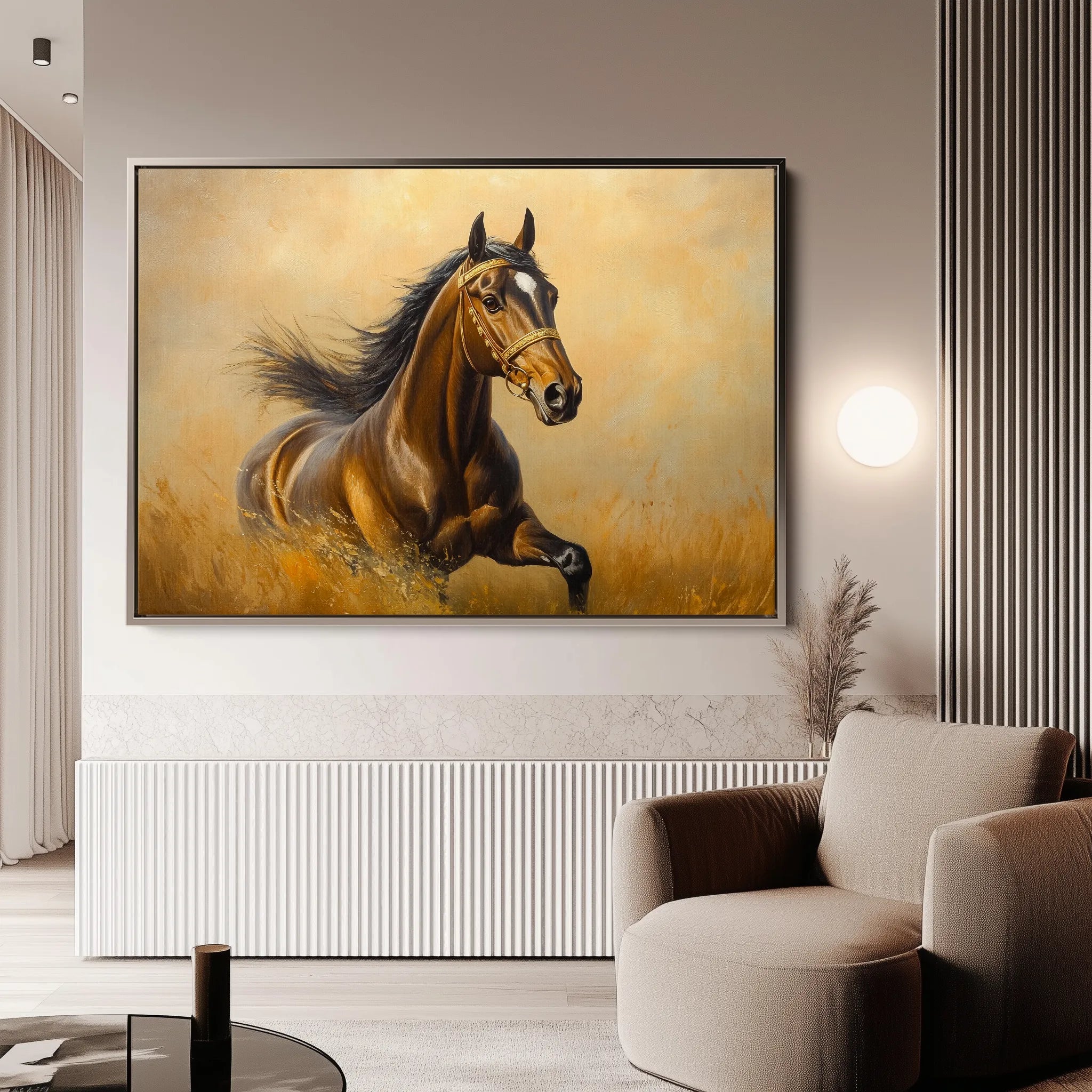 Horses 007 Canvas Art 18" x 24" / 45 x 60 cm / Black