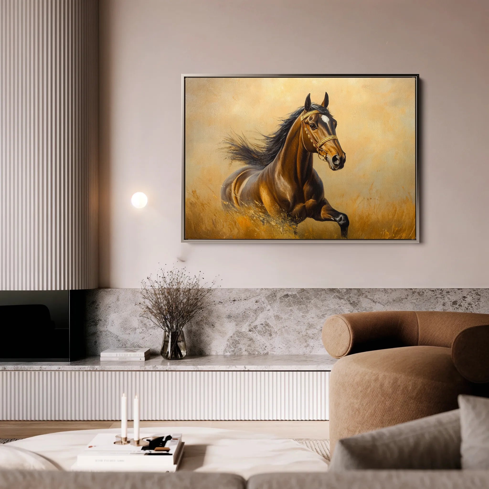 Horses 007 Canvas Art 18" x 24" / 45 x 60 cm / Black