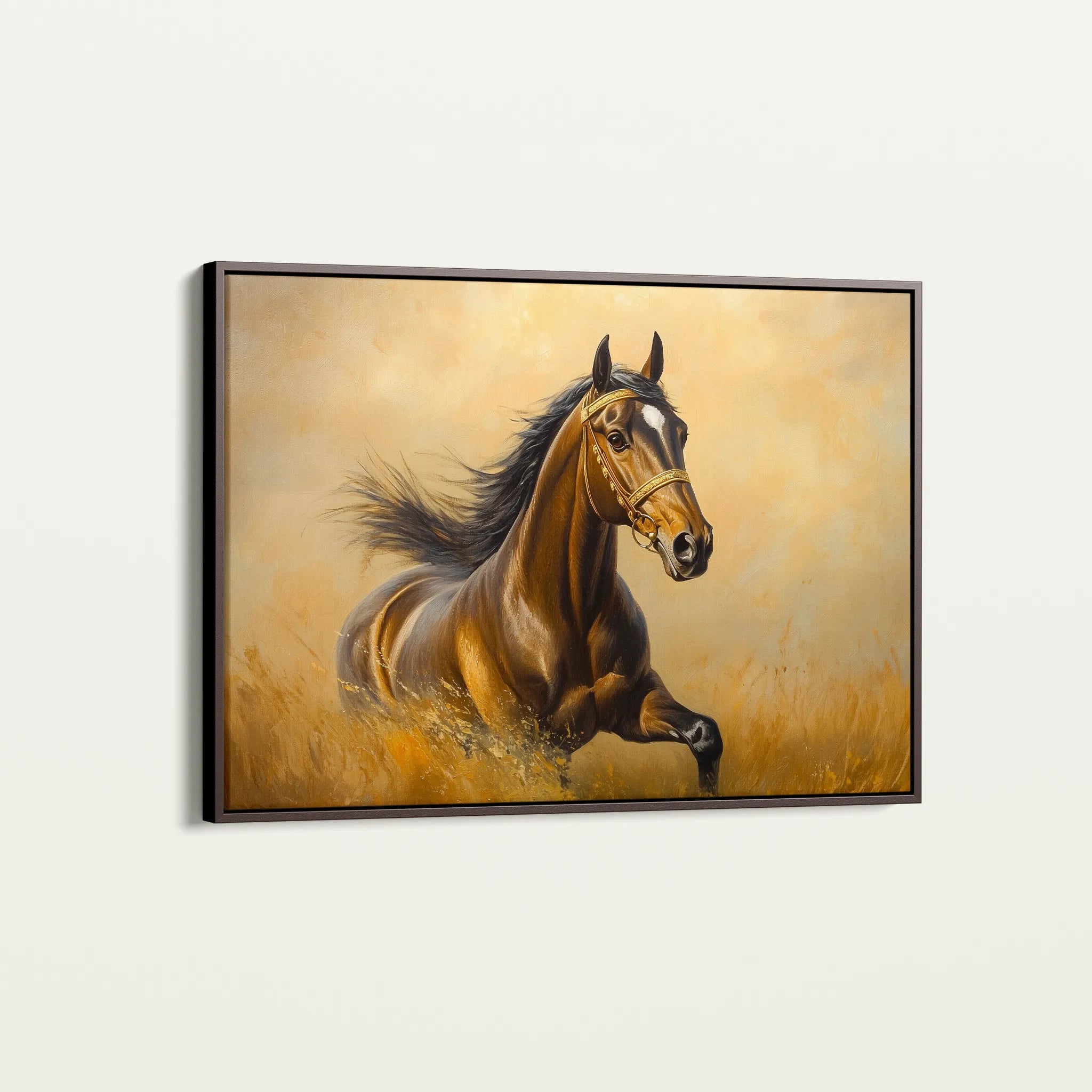 Horses 007 Canvas Art 18" x 24" / 45 x 60 cm / Black