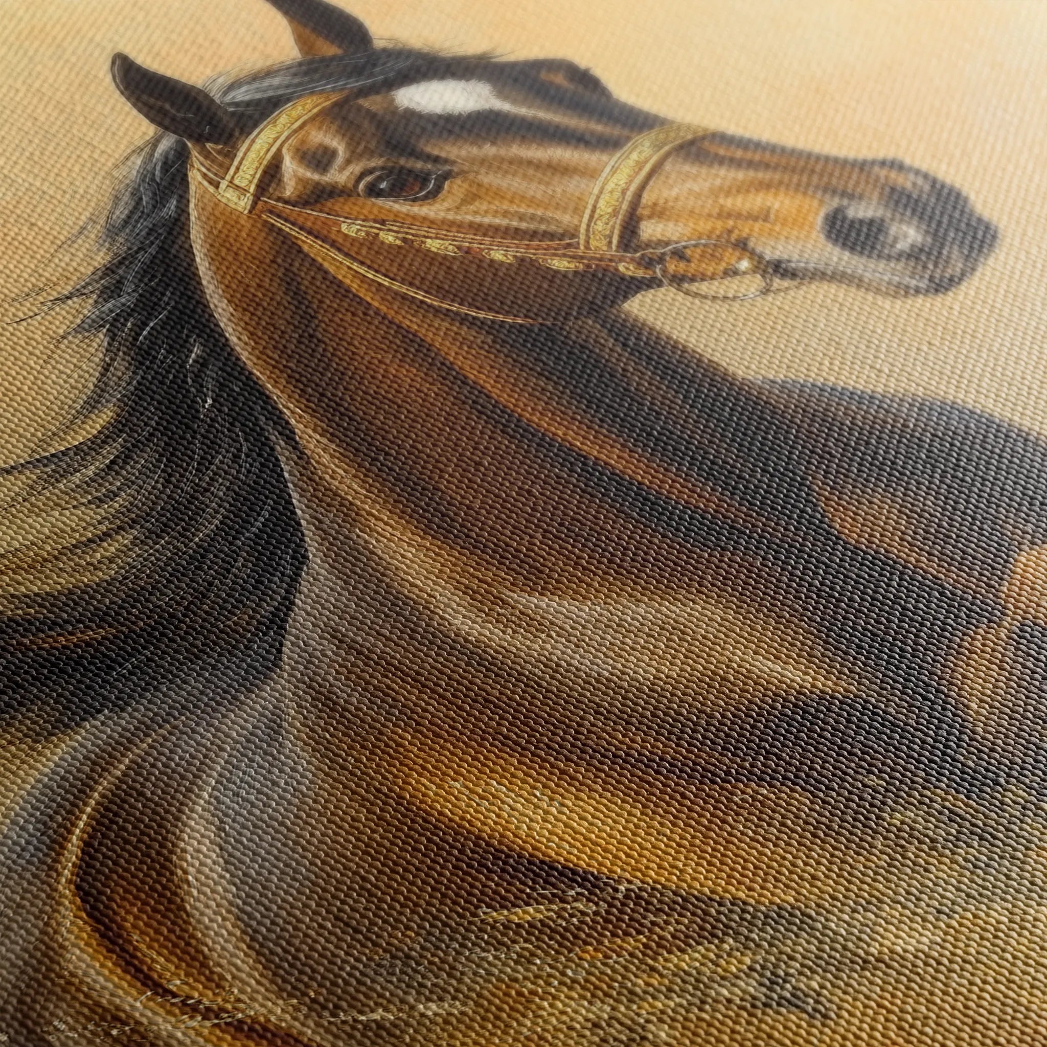 Horses 007 Canvas Art 18" x 24" / 45 x 60 cm / Black