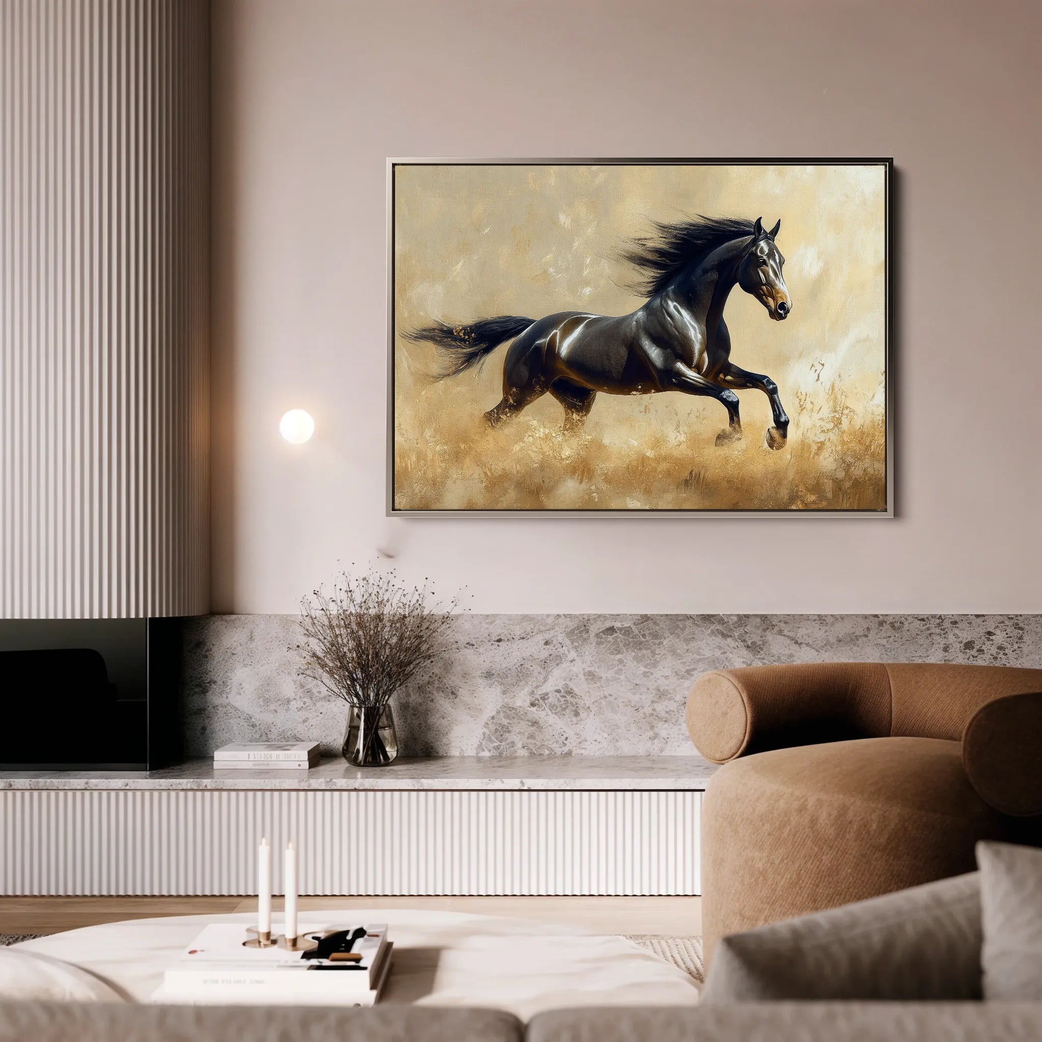 Horses 008 Canvas Art 18" x 24" / 45 x 60 cm / Black