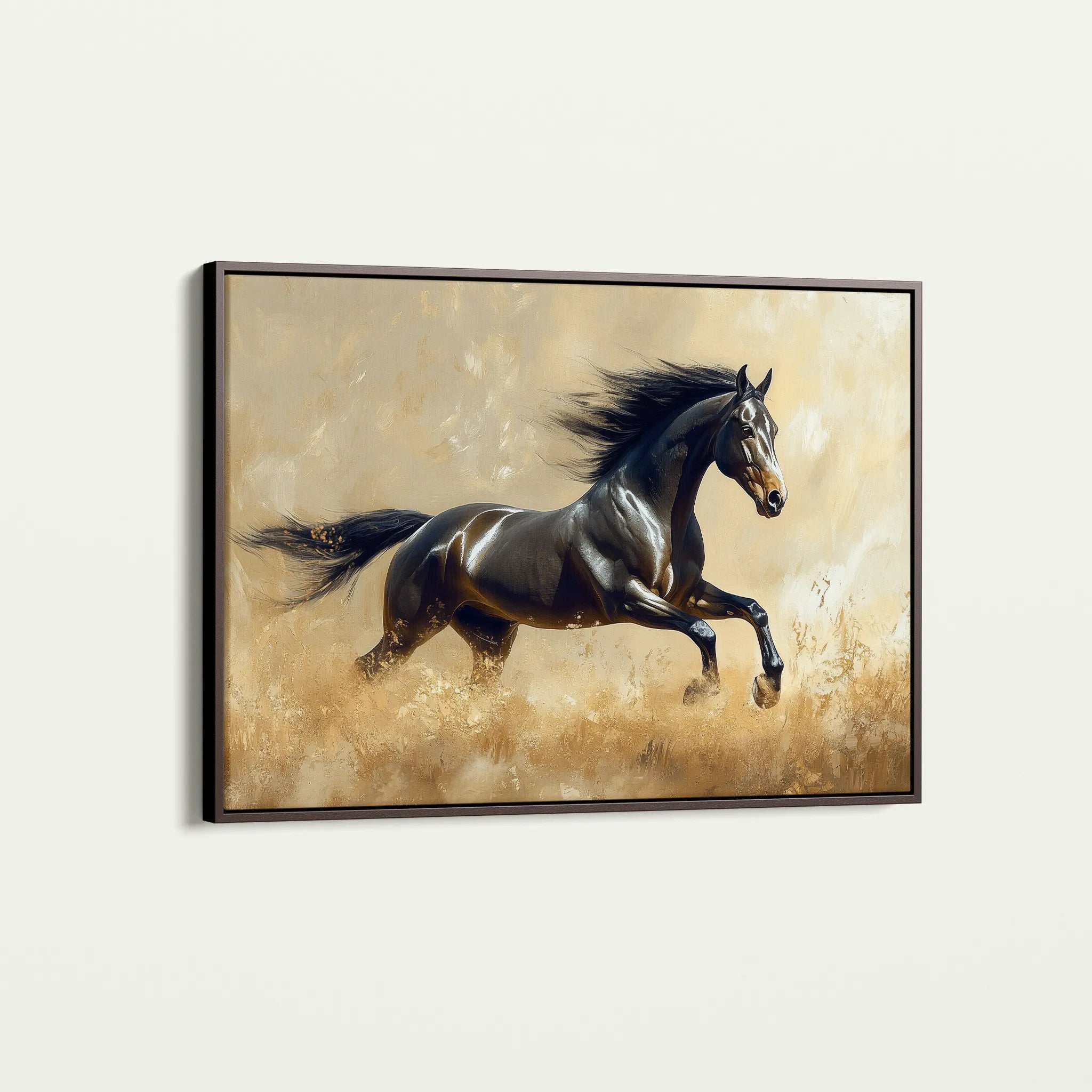 Horses 008 Canvas Art 18" x 24" / 45 x 60 cm / Black