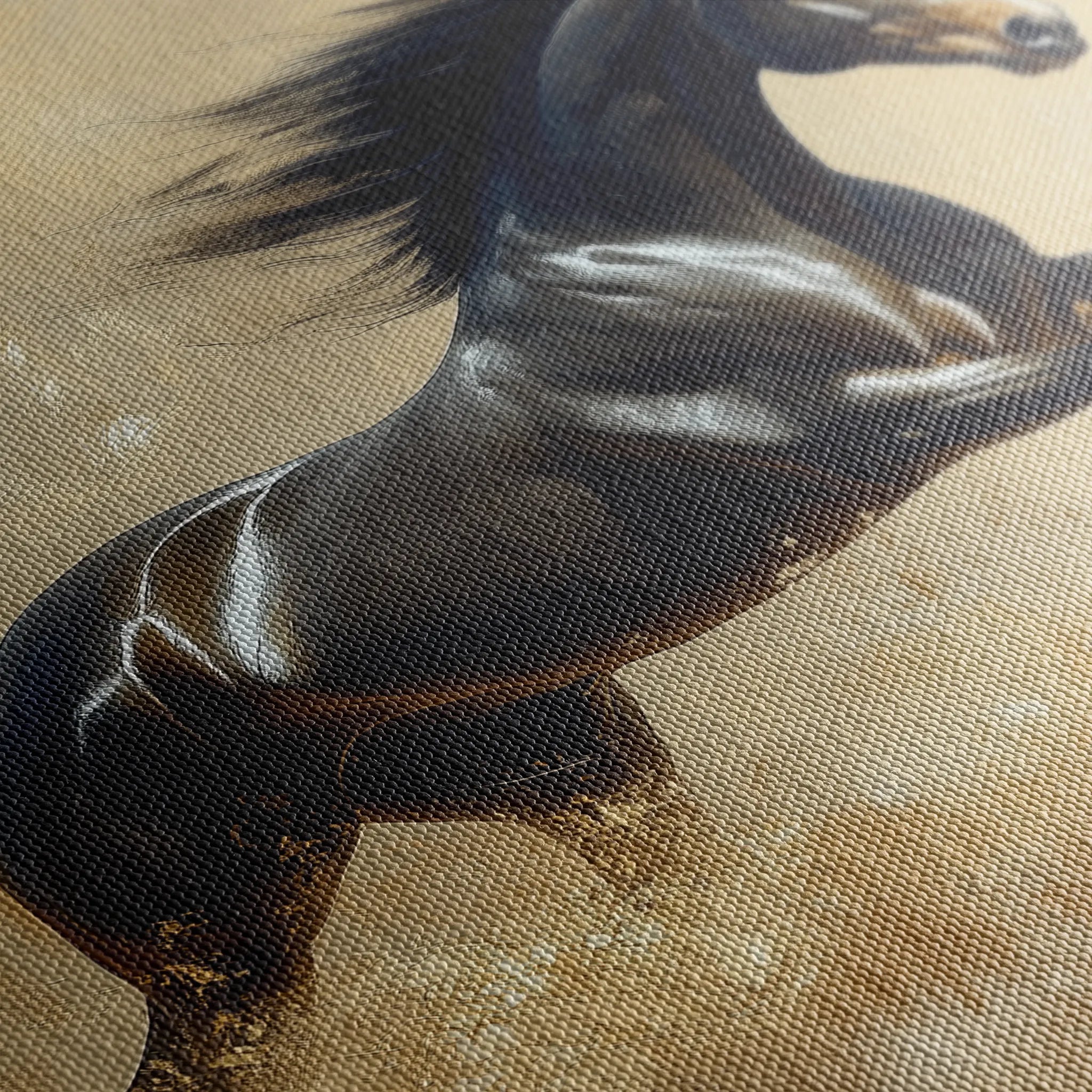 Horses 008 Canvas Art 18" x 24" / 45 x 60 cm / Black