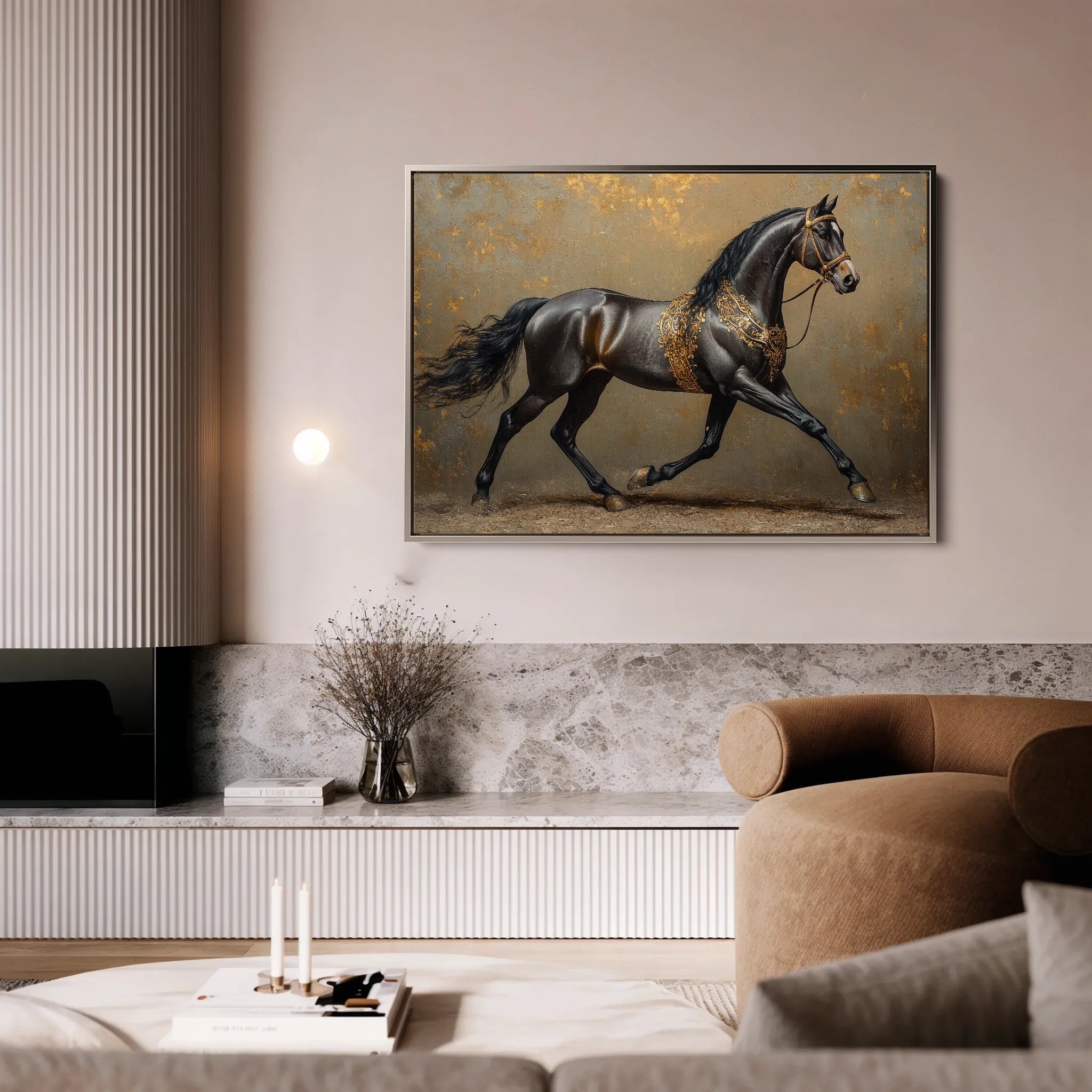 Horses 009 Canvas Art 18" x 24" / 45 x 60 cm / Black