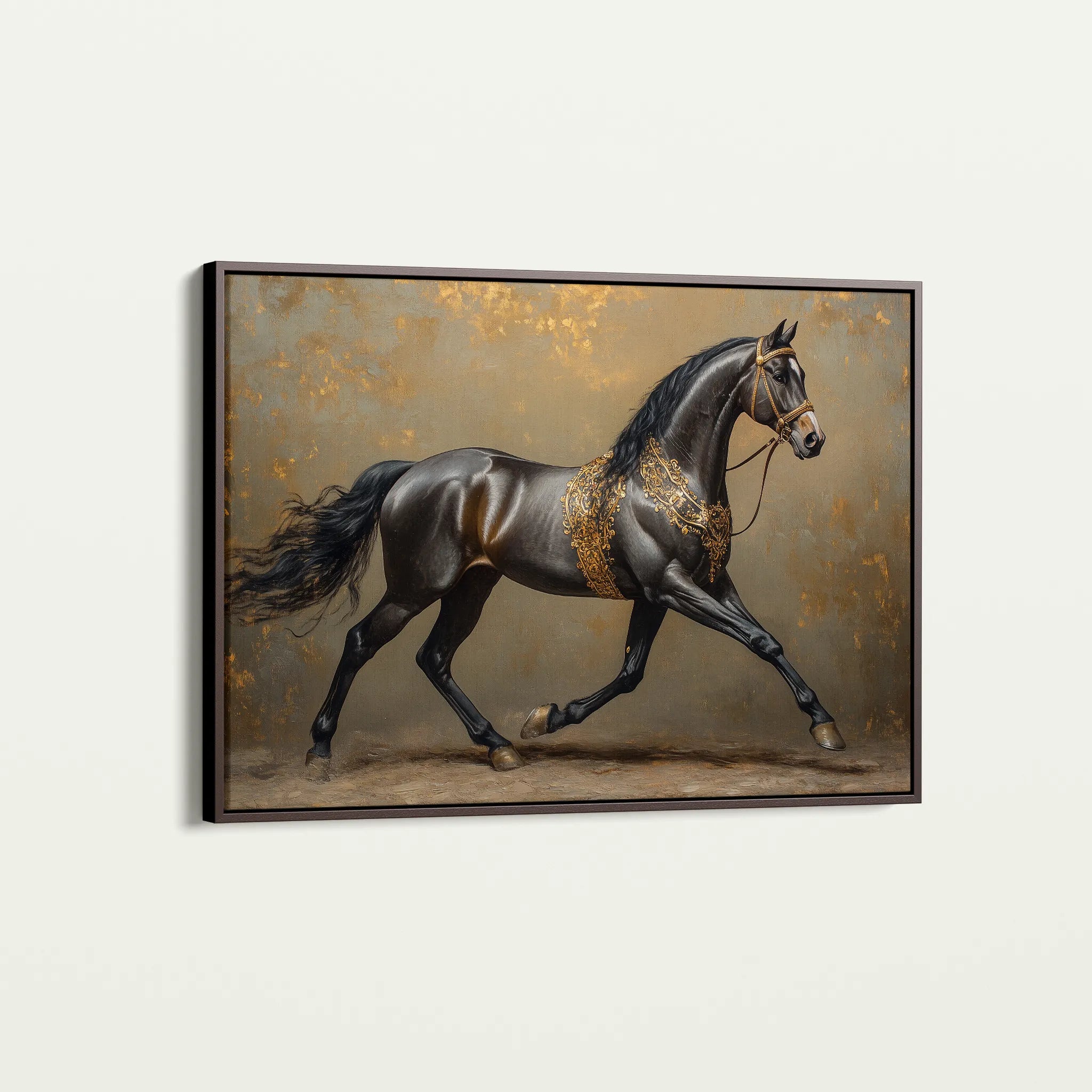 Horses 009 Canvas Art 18" x 24" / 45 x 60 cm / Black