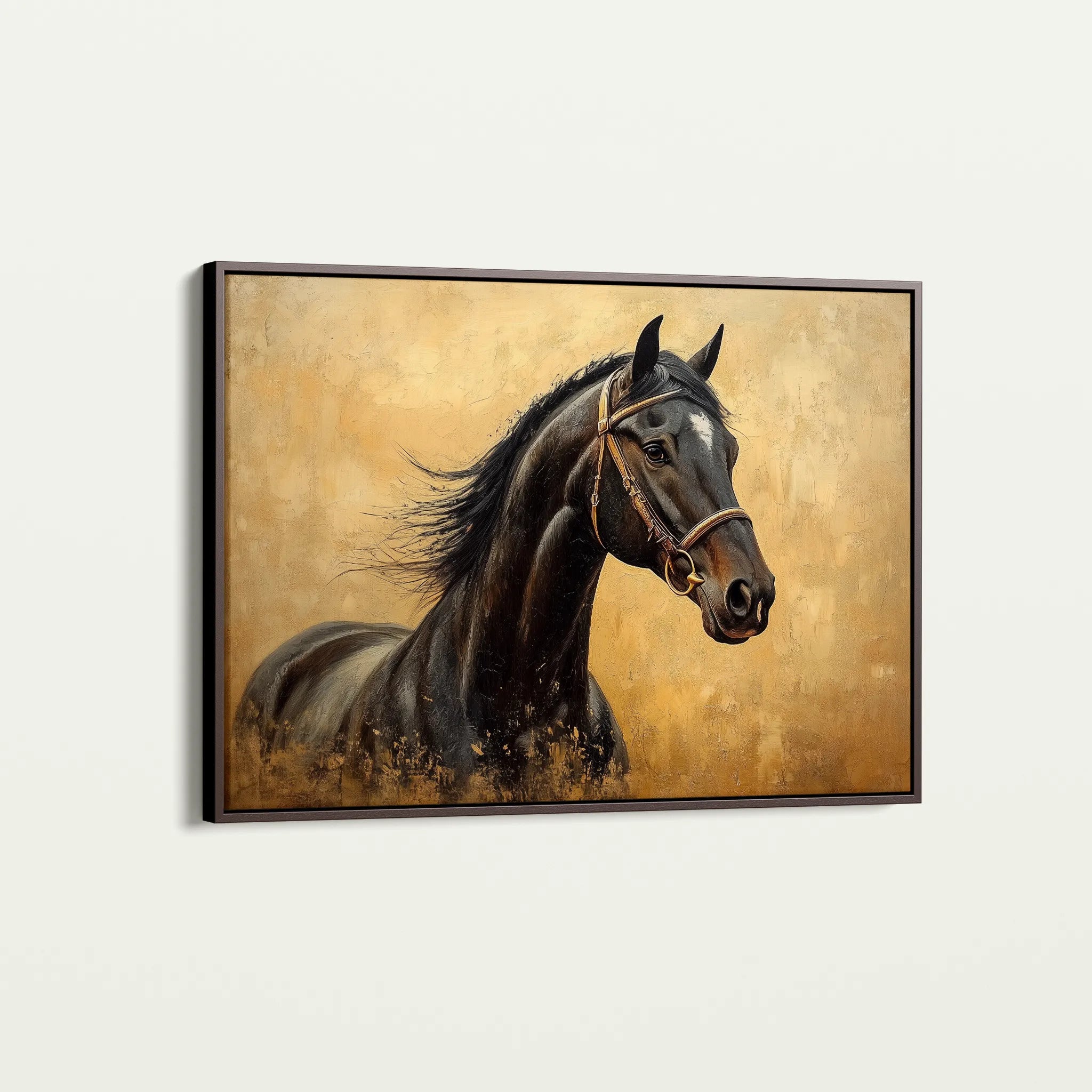 Horses 010 Canvas Art 18" x 24" / 45 x 60 cm / Black