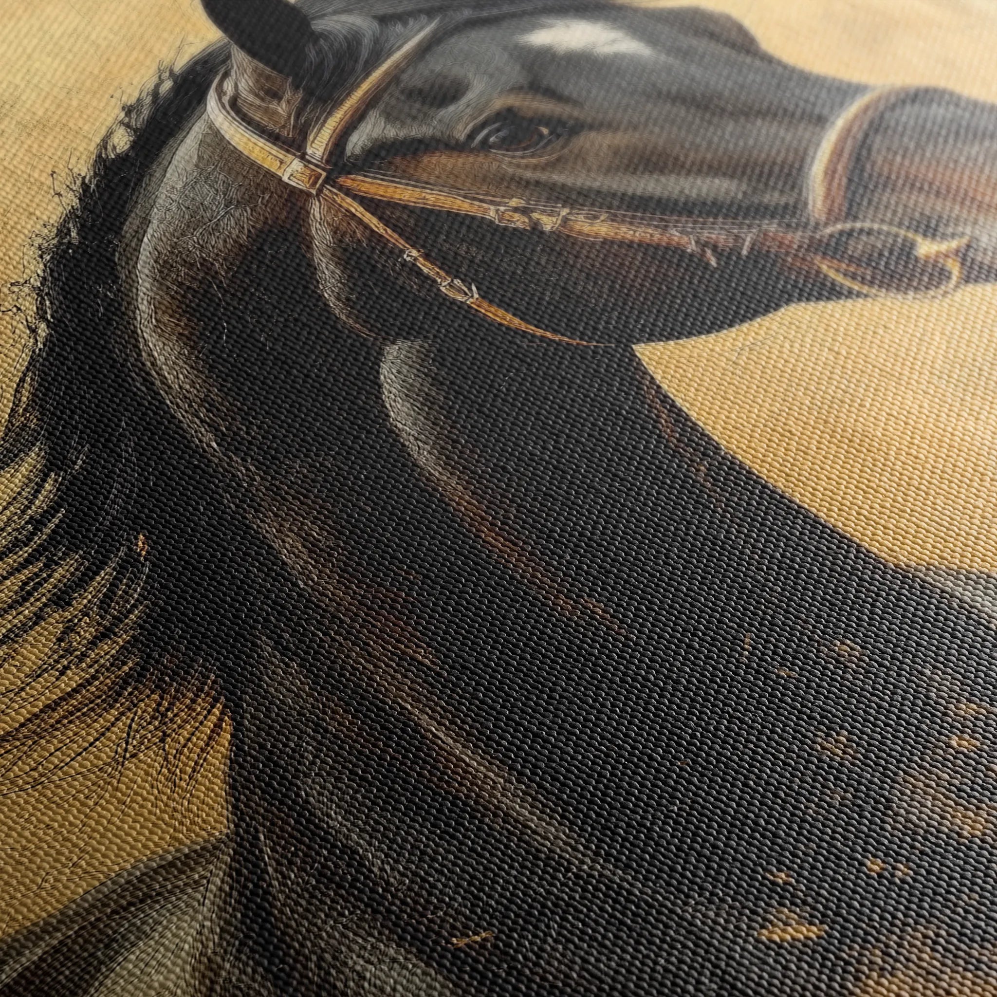 Horses 010 Canvas Art 18" x 24" / 45 x 60 cm / Black