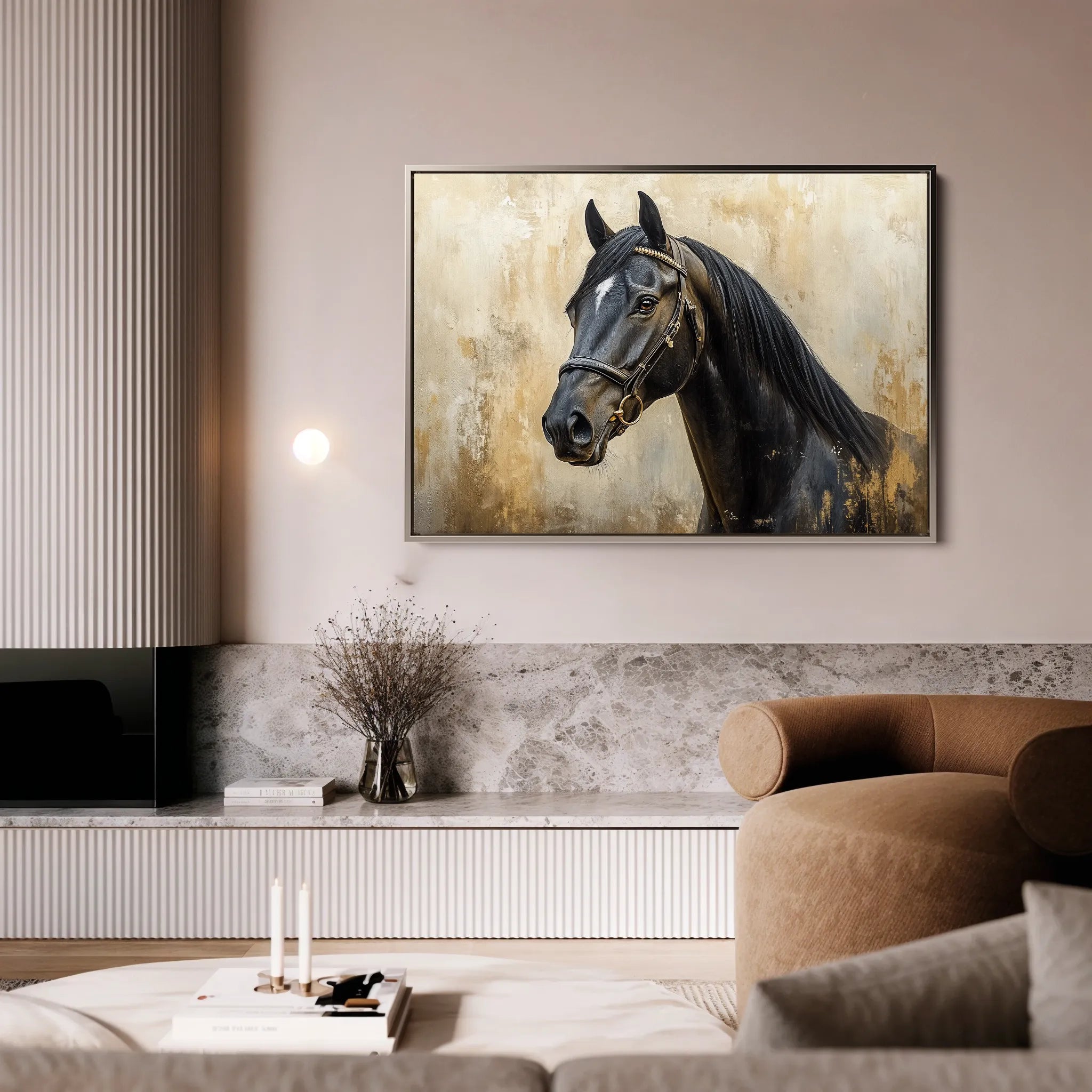 Horses 011 Canvas Art 18" x 24" / 45 x 60 cm / Black