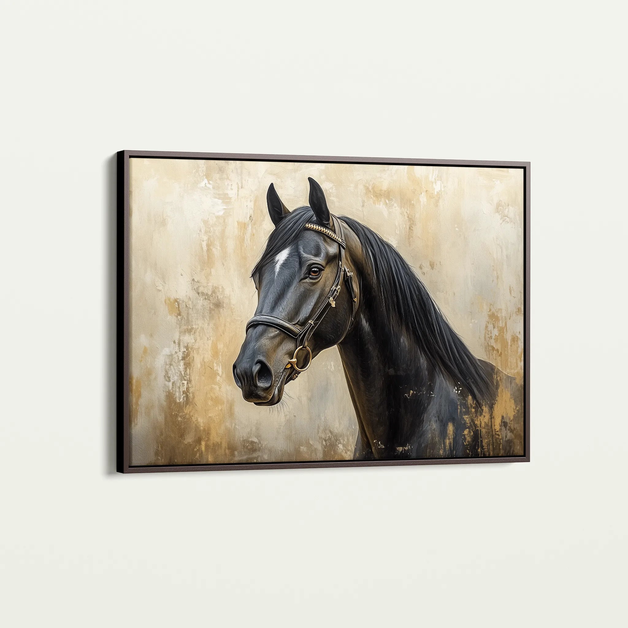 Horses 011 Canvas Art 18" x 24" / 45 x 60 cm / Black