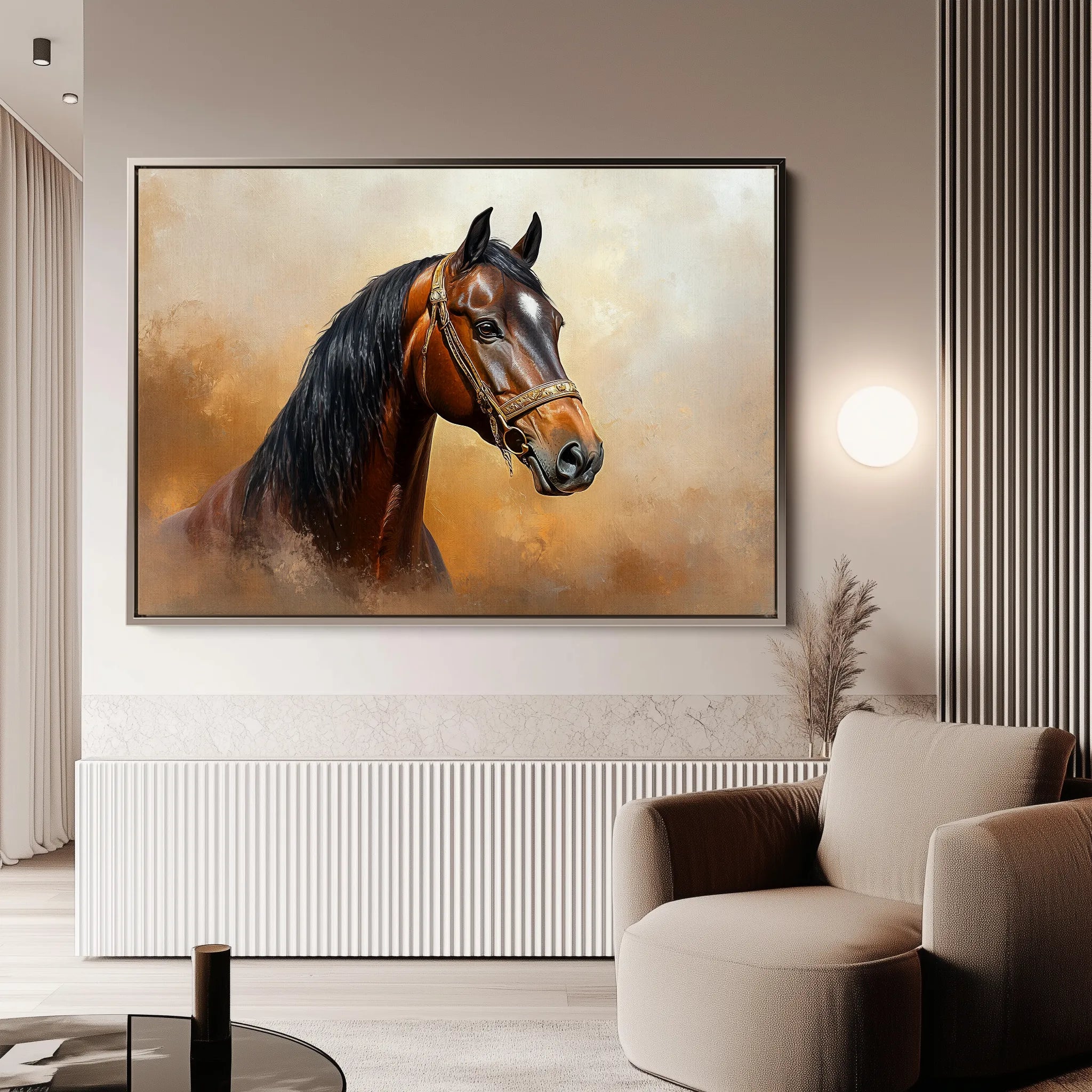 Horses 012 Canvas Art 18" x 24" / 45 x 60 cm / Black