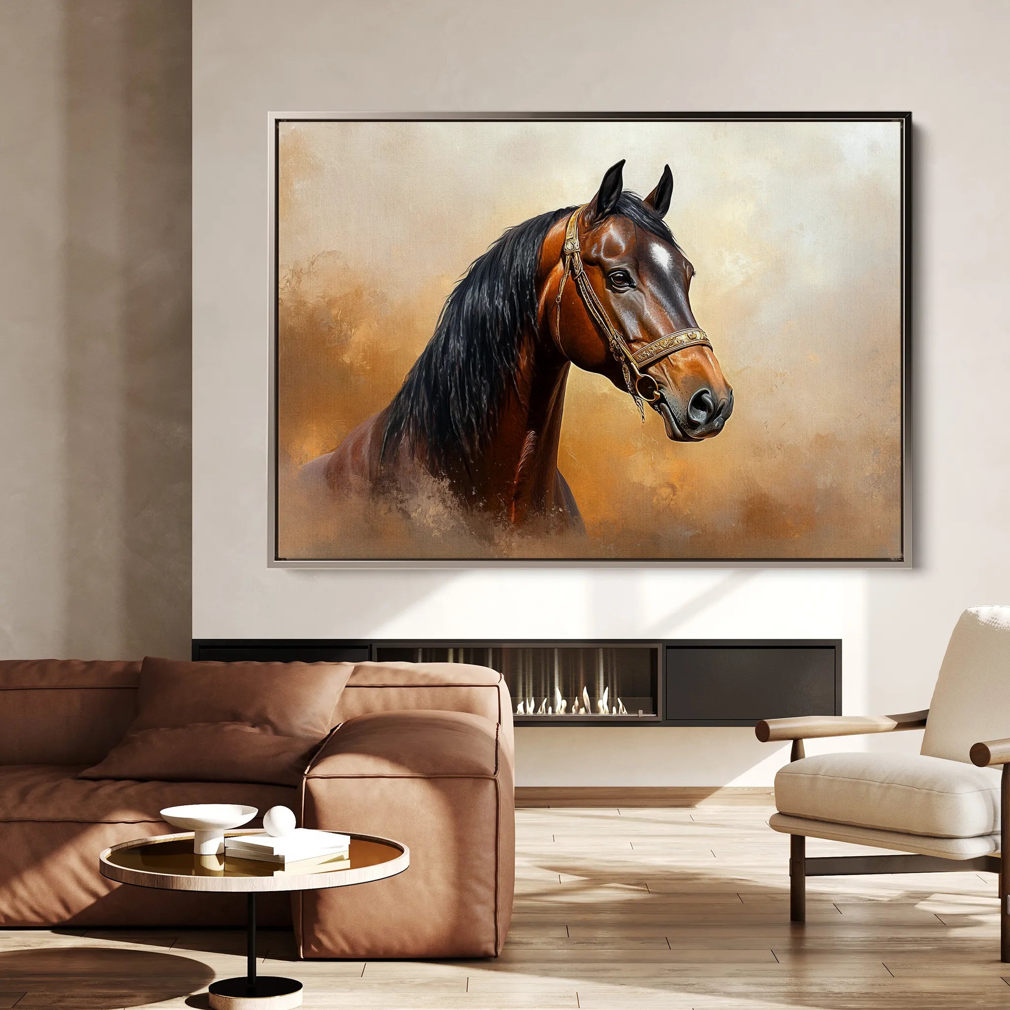 Horses 012 Canvas Art 18" x 24" / 45 x 60 cm / Black