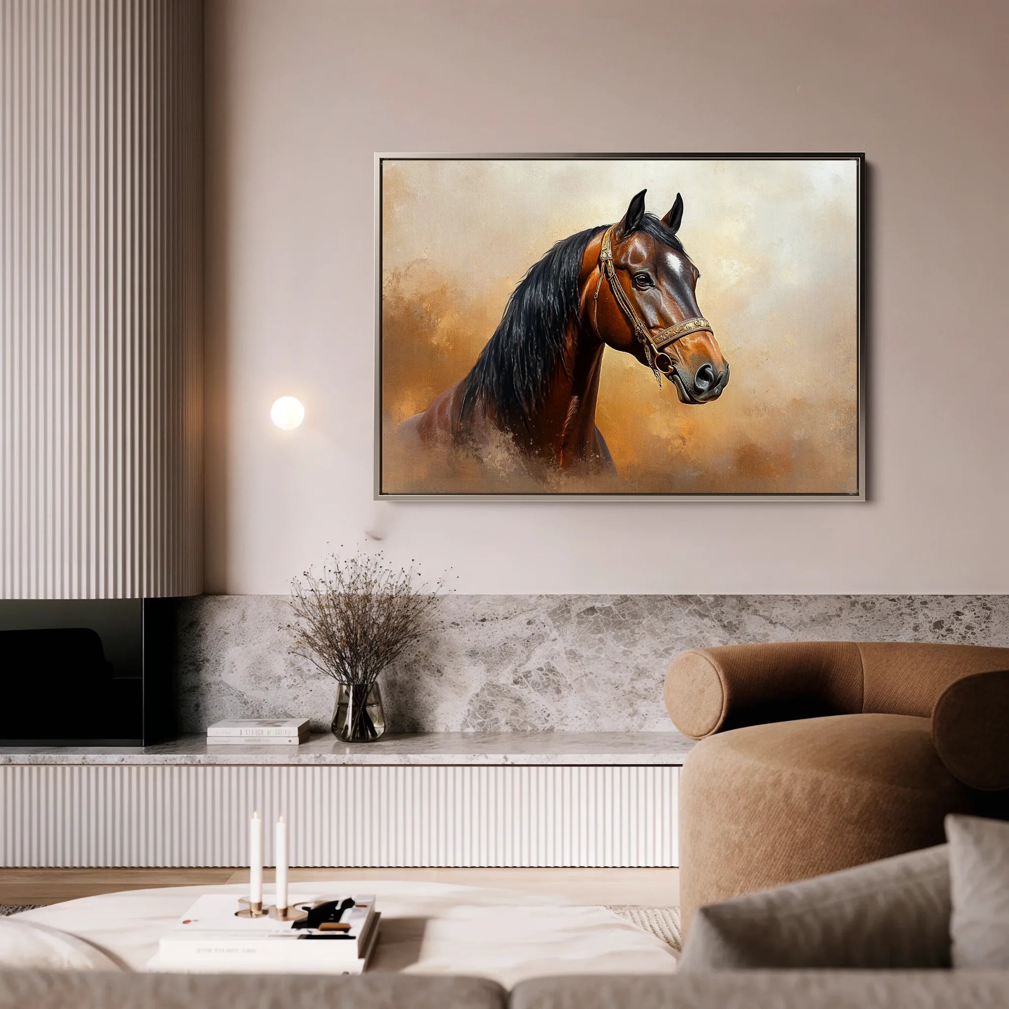 Horses 012 Canvas Art 18" x 24" / 45 x 60 cm / Black