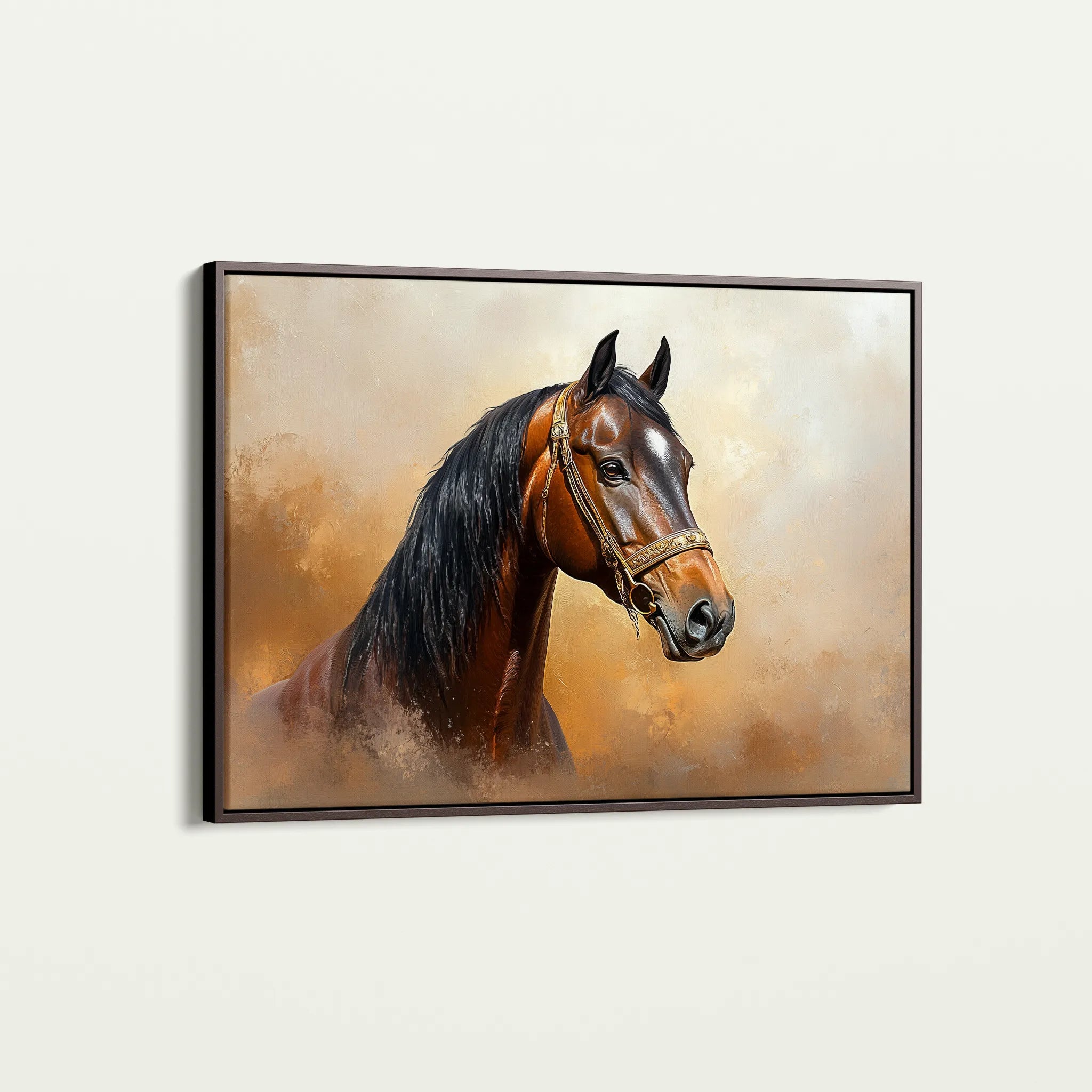 Horses 012 Canvas Art 18" x 24" / 45 x 60 cm / Black