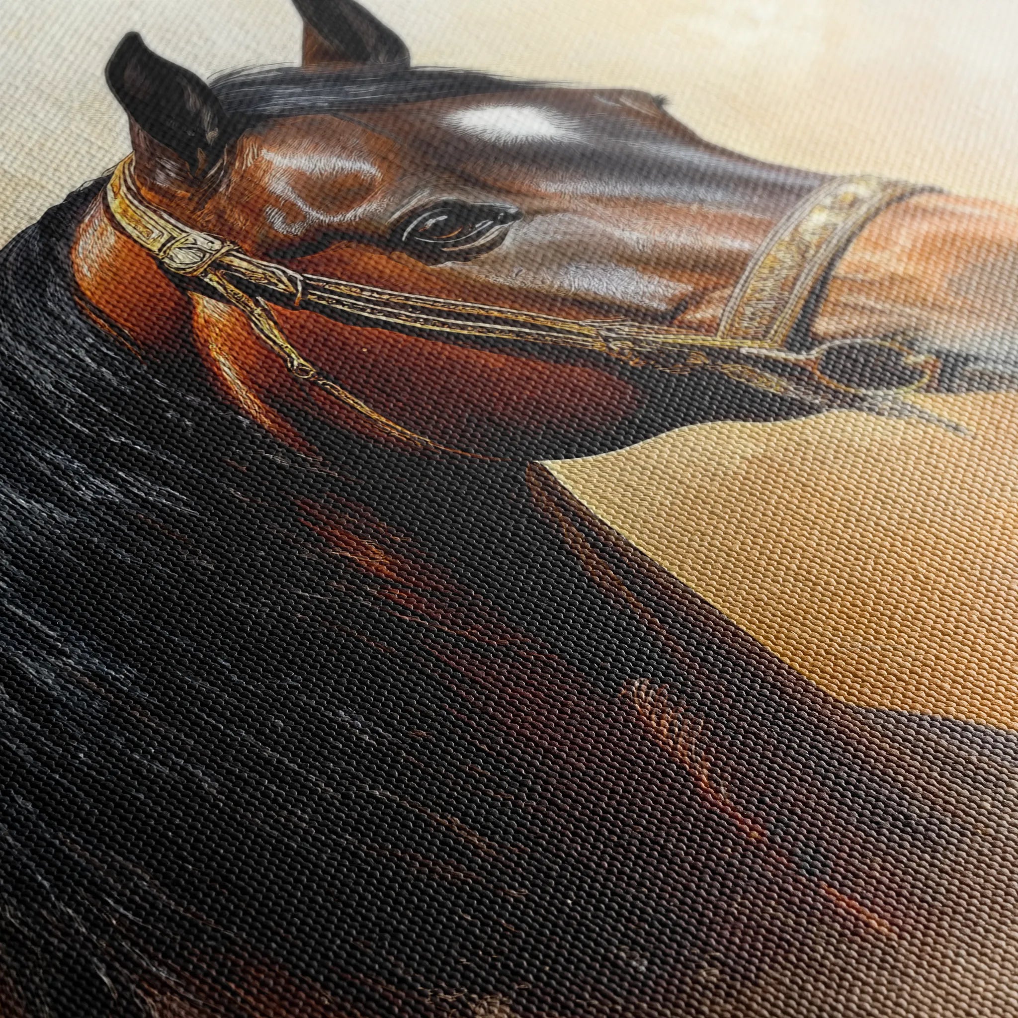 Horses 012 Canvas Art 18" x 24" / 45 x 60 cm / Black