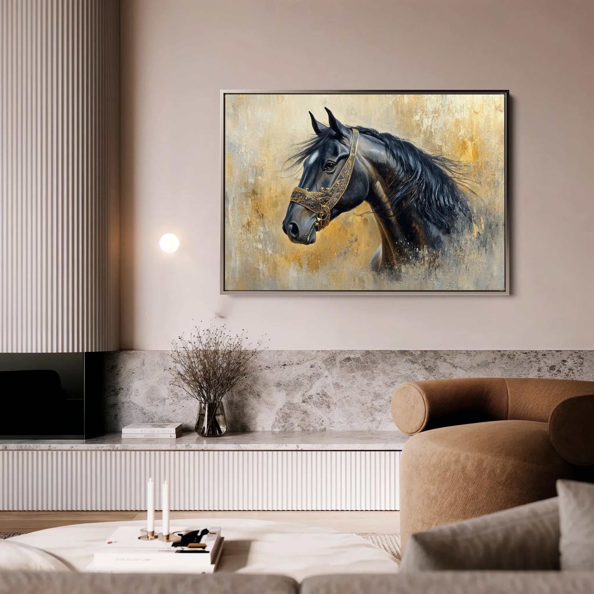 Horses 013 Canvas Art 18" x 24" / 45 x 60 cm / Black
