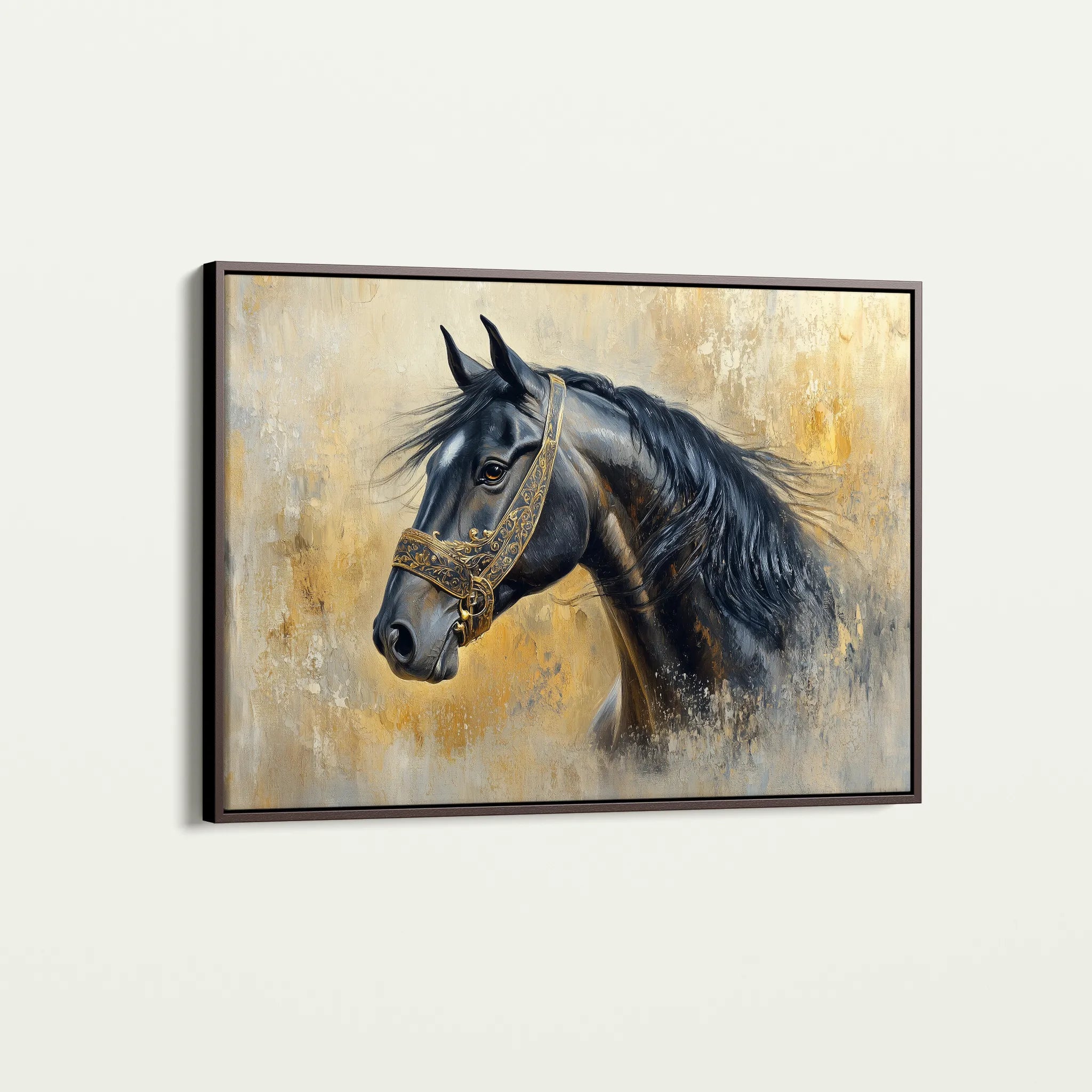 Horses 013 Canvas Art 18" x 24" / 45 x 60 cm / Black
