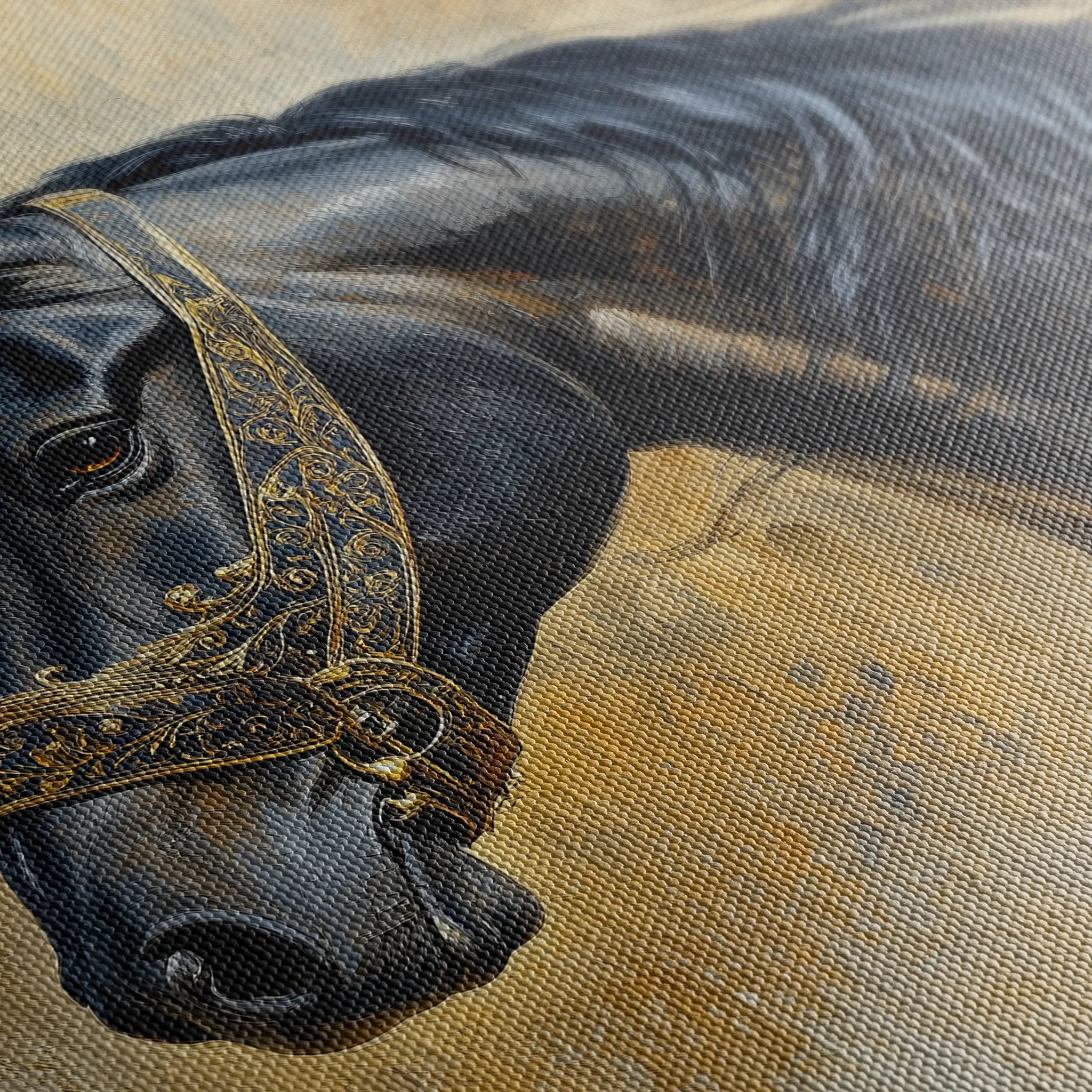 Horses 013 Canvas Art 18" x 24" / 45 x 60 cm / Black