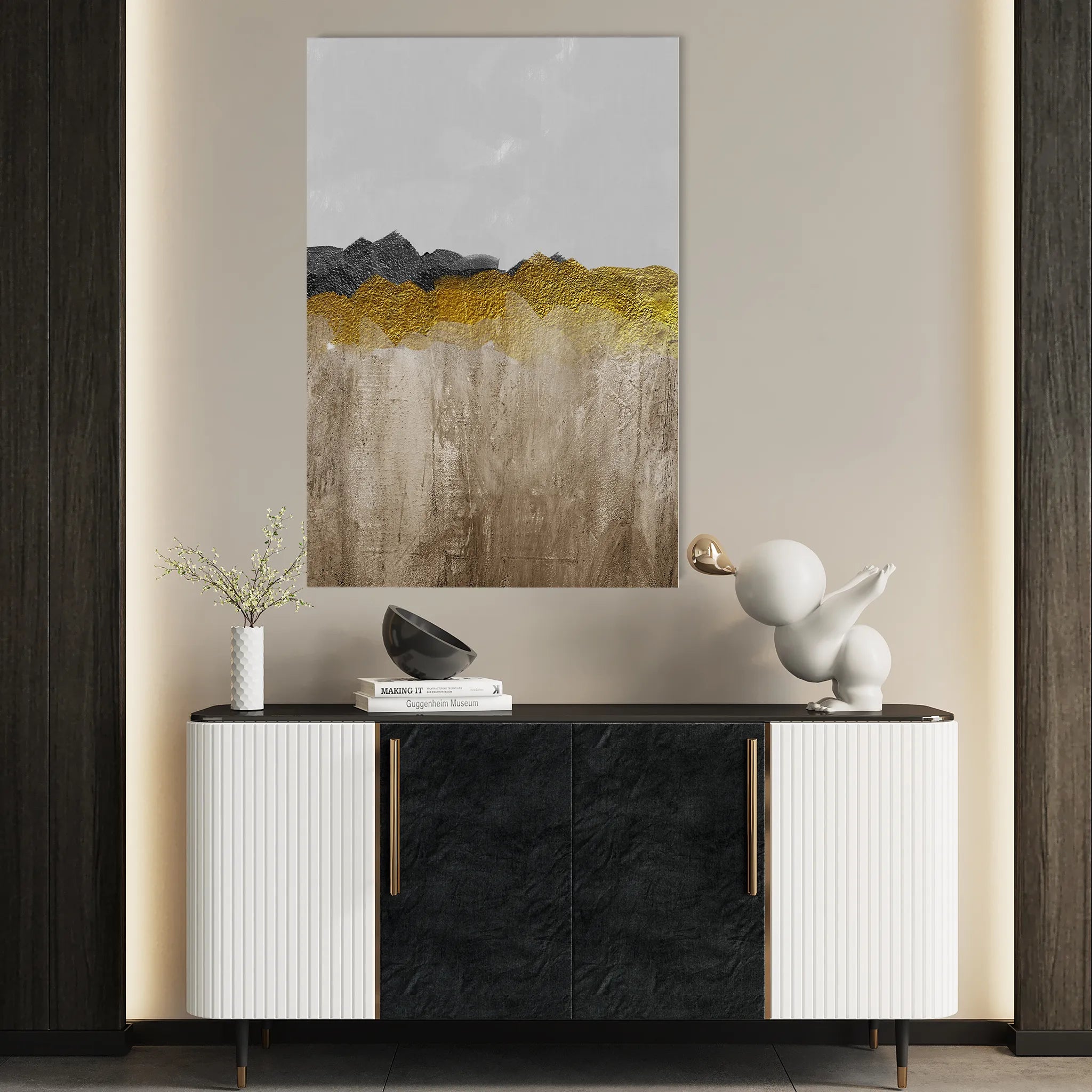 Abstract 017 Canvas Art 18" x 24" / 45 x 60 cm / Black