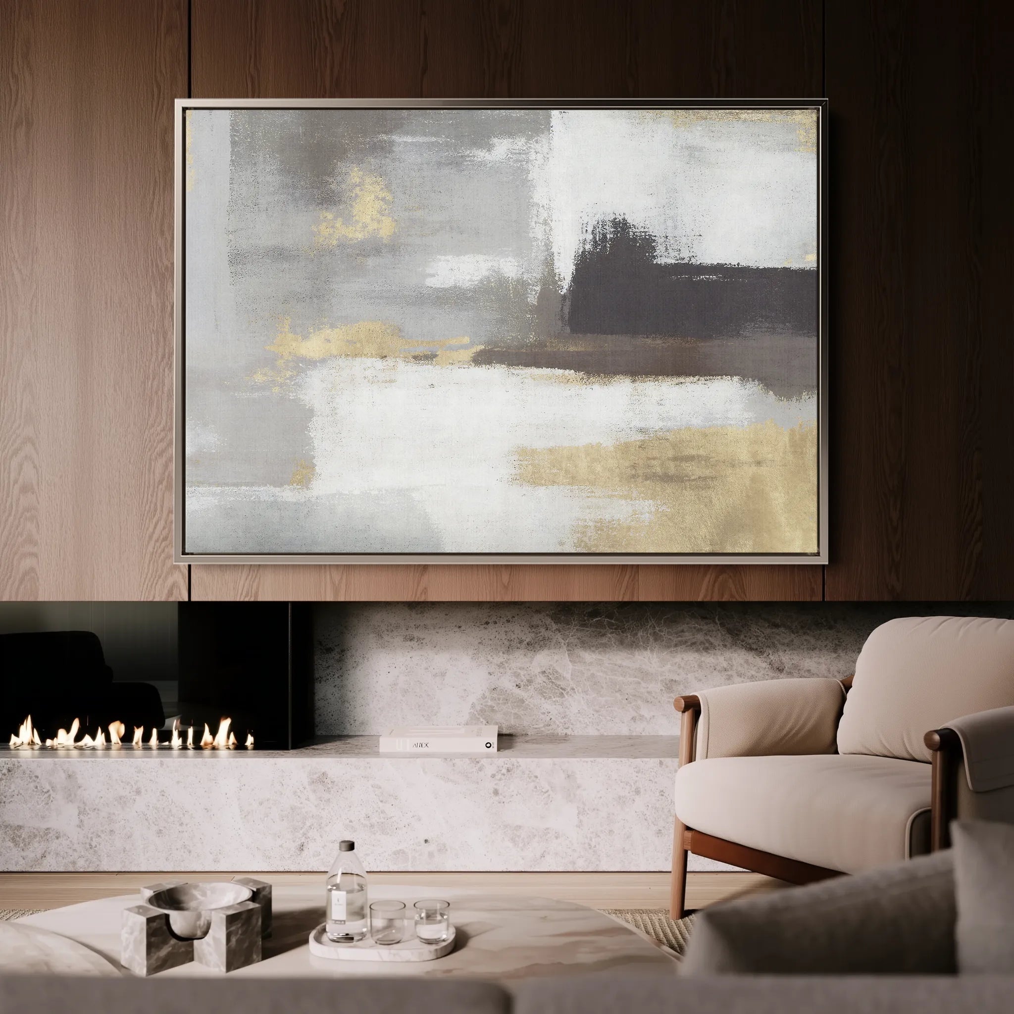 Abstract 027 Canvas Art 18" x 24" / 45 x 60 cm / Black