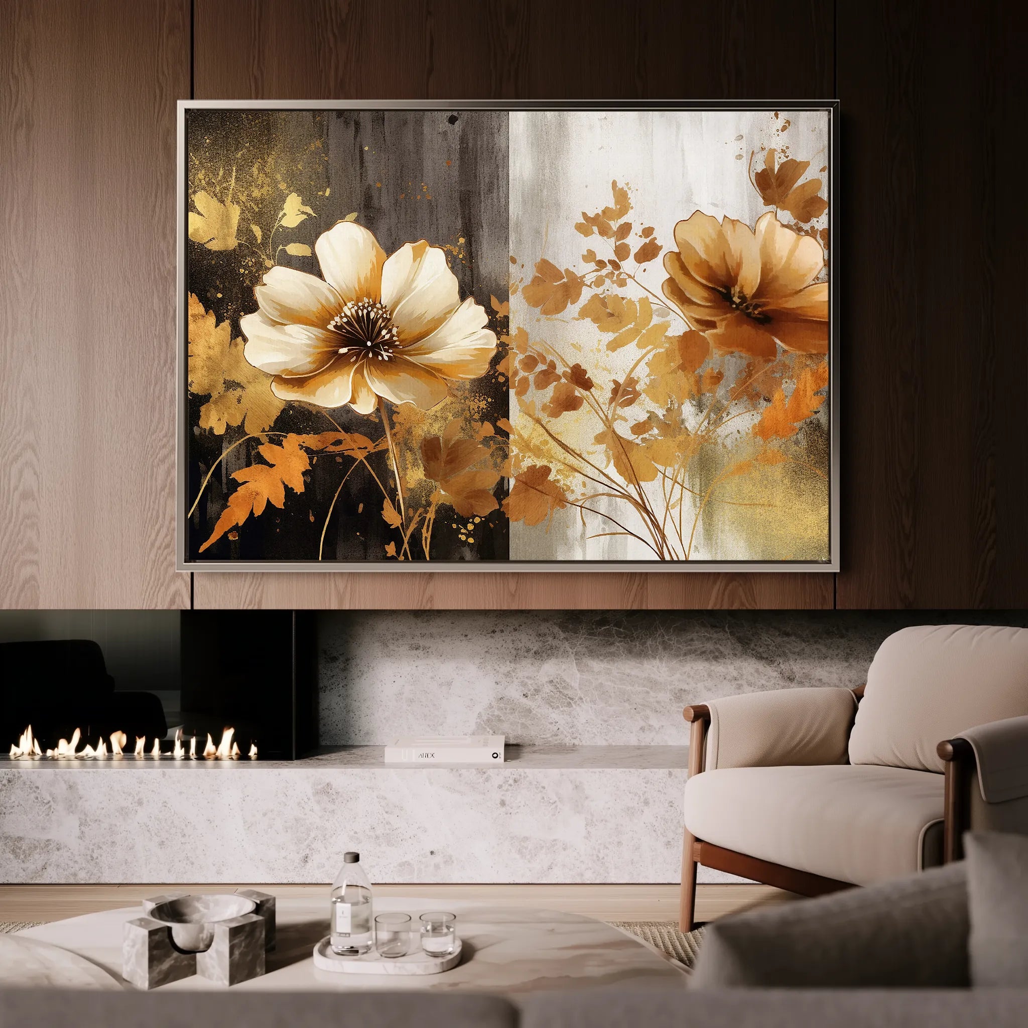 Floral 031 Canvas Art 18" x 24" / 45 x 60 cm / Black