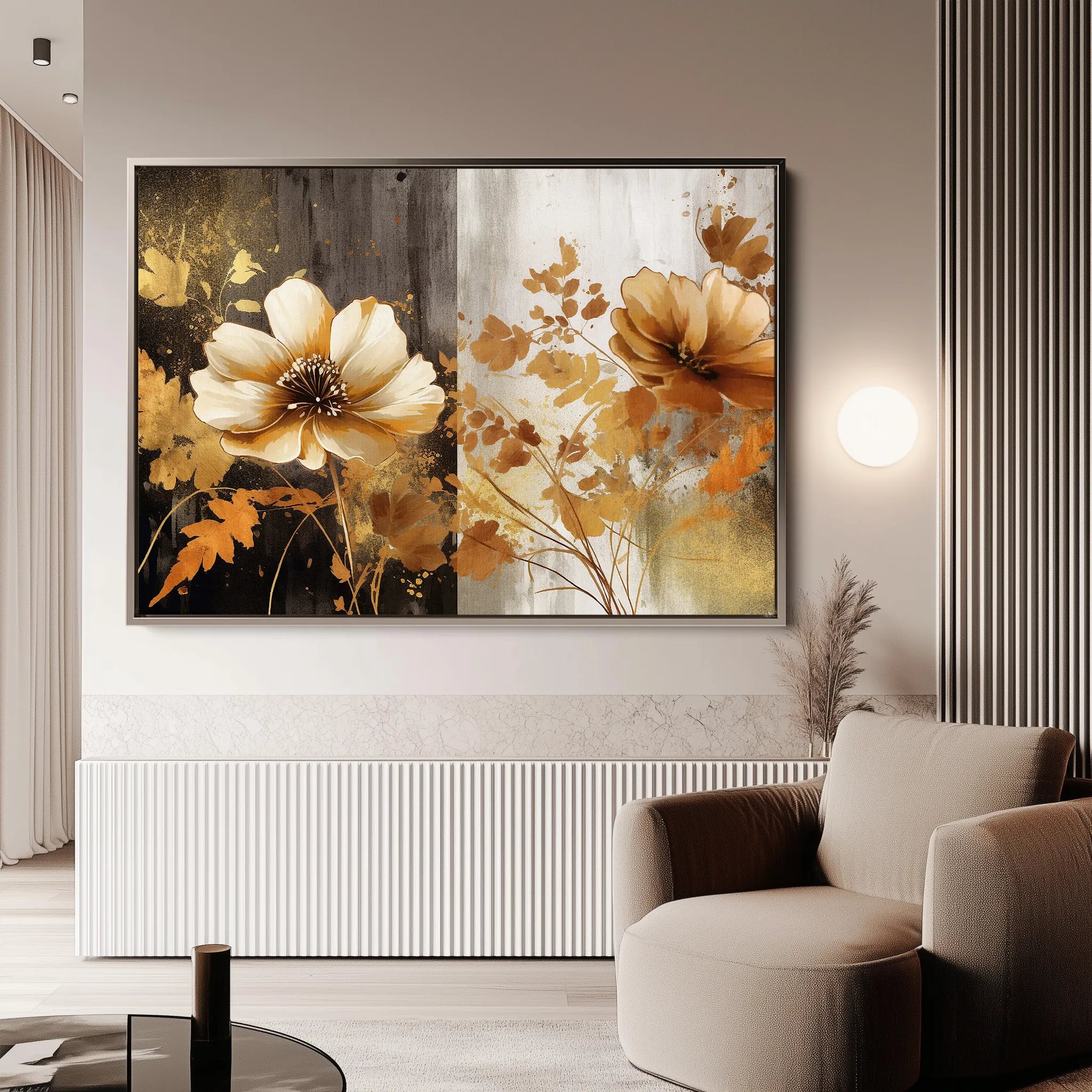 Floral 031 Canvas Art 18" x 24" / 45 x 60 cm / Black