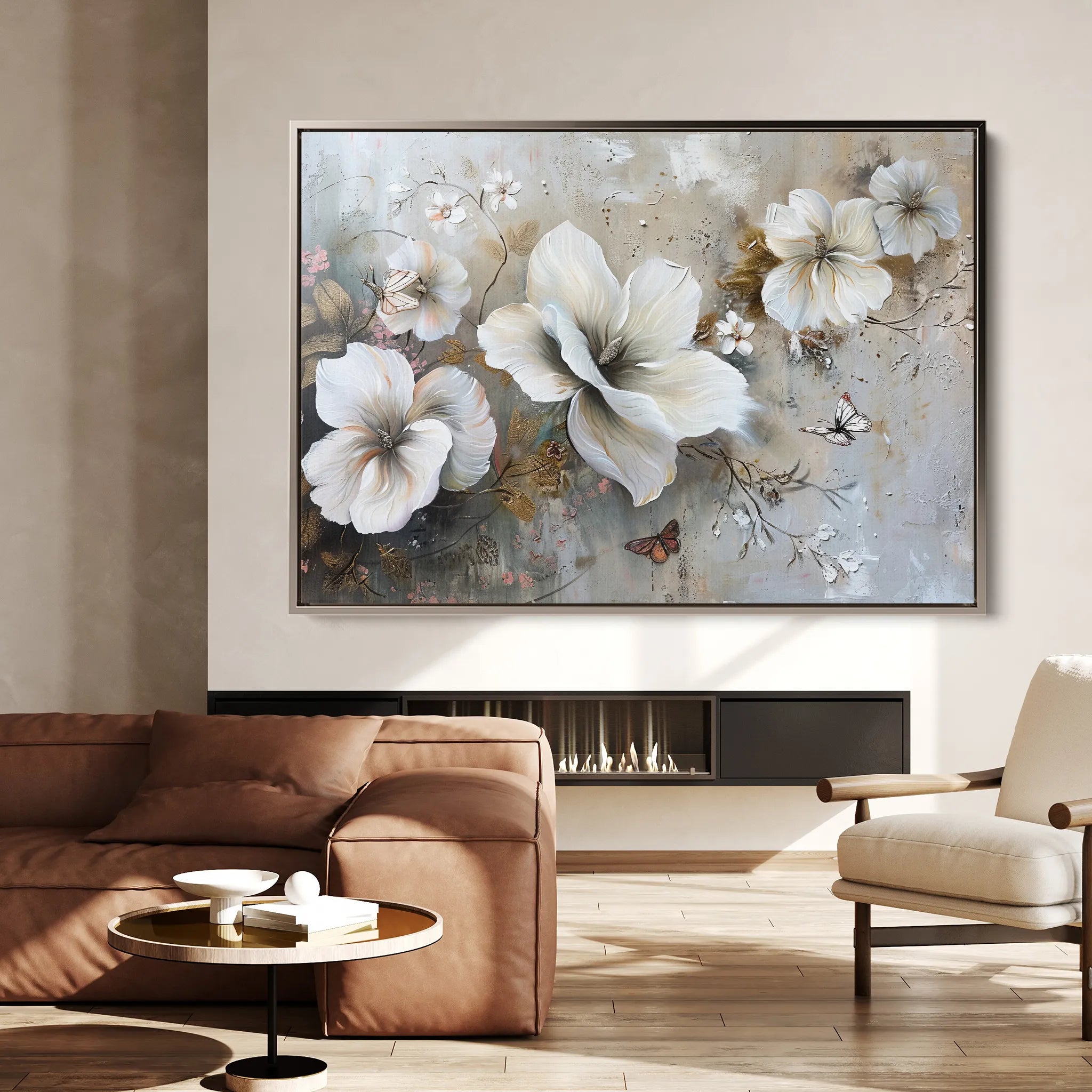 Floral 032 Canvas Art 18" x 24" / 45 x 60 cm / Black