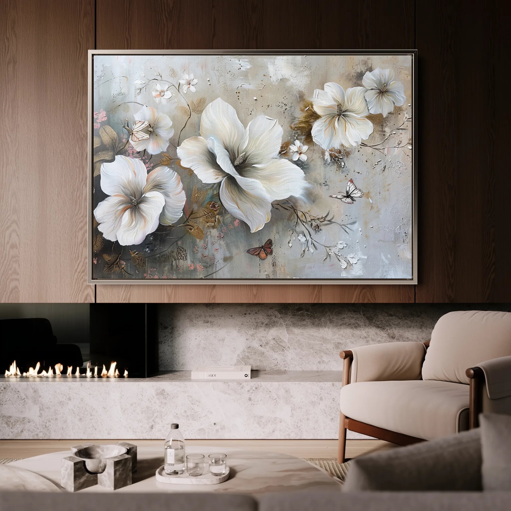 Floral 032 Canvas Art 18" x 24" / 45 x 60 cm / Black