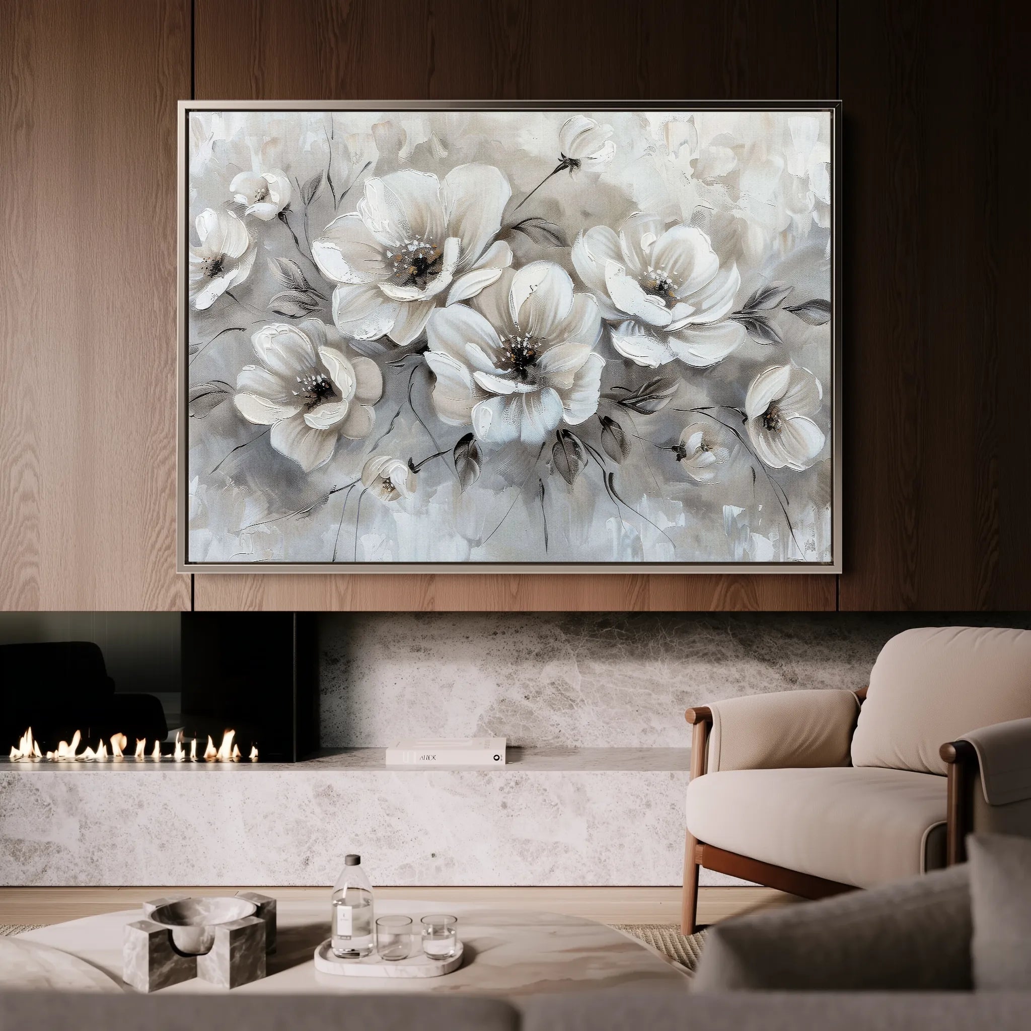 Floral 034 Canvas Art 18" x 24" / 45 x 60 cm / Black