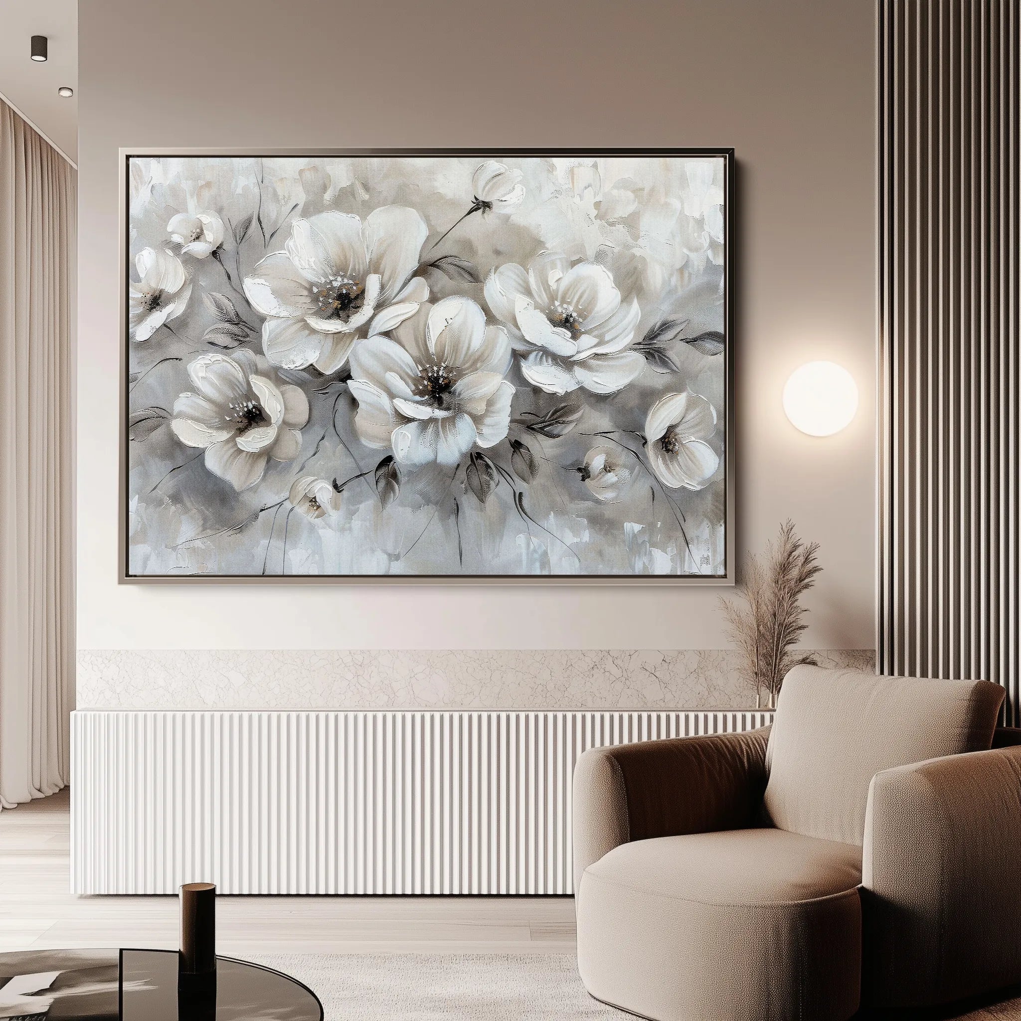 Floral 034 Canvas Art 18" x 24" / 45 x 60 cm / Black