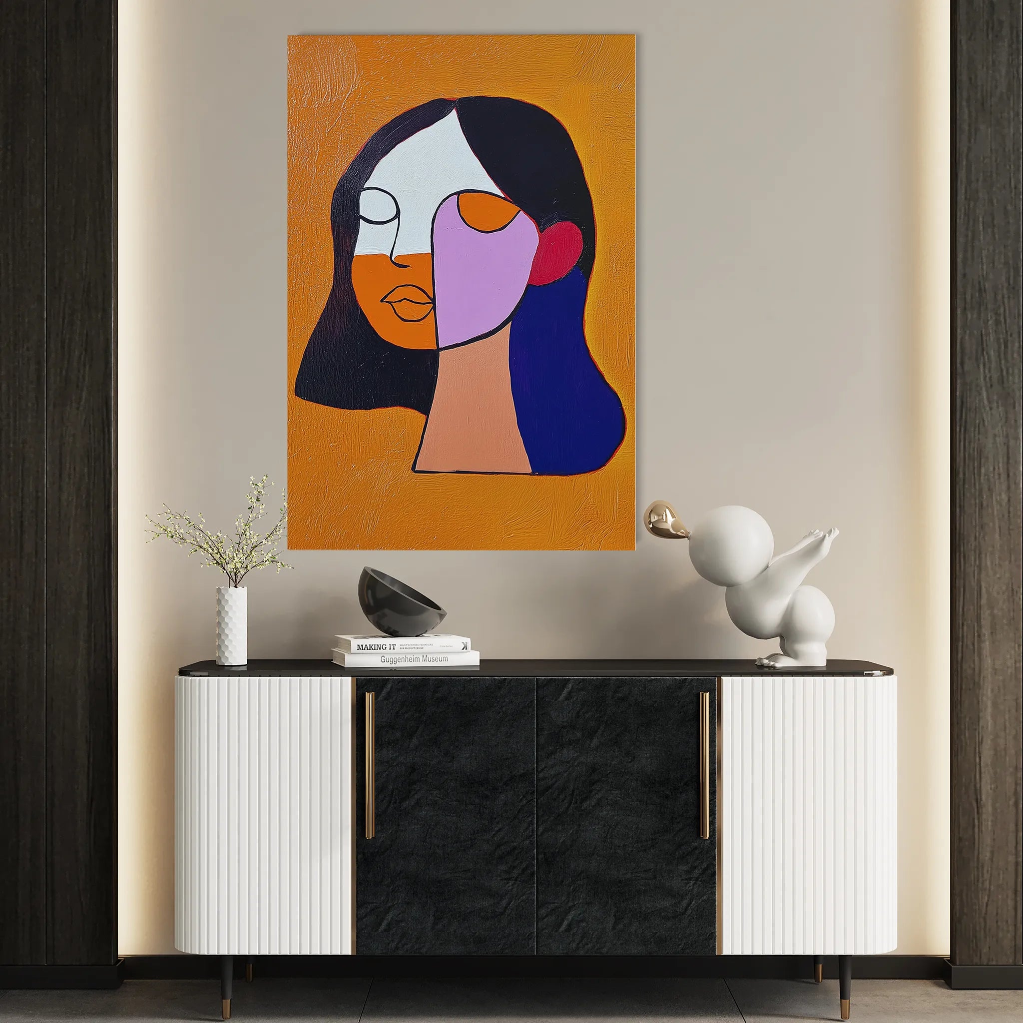 Portrait 034 Canvas Art 18" x 24" / 45 x 60 cm / Black