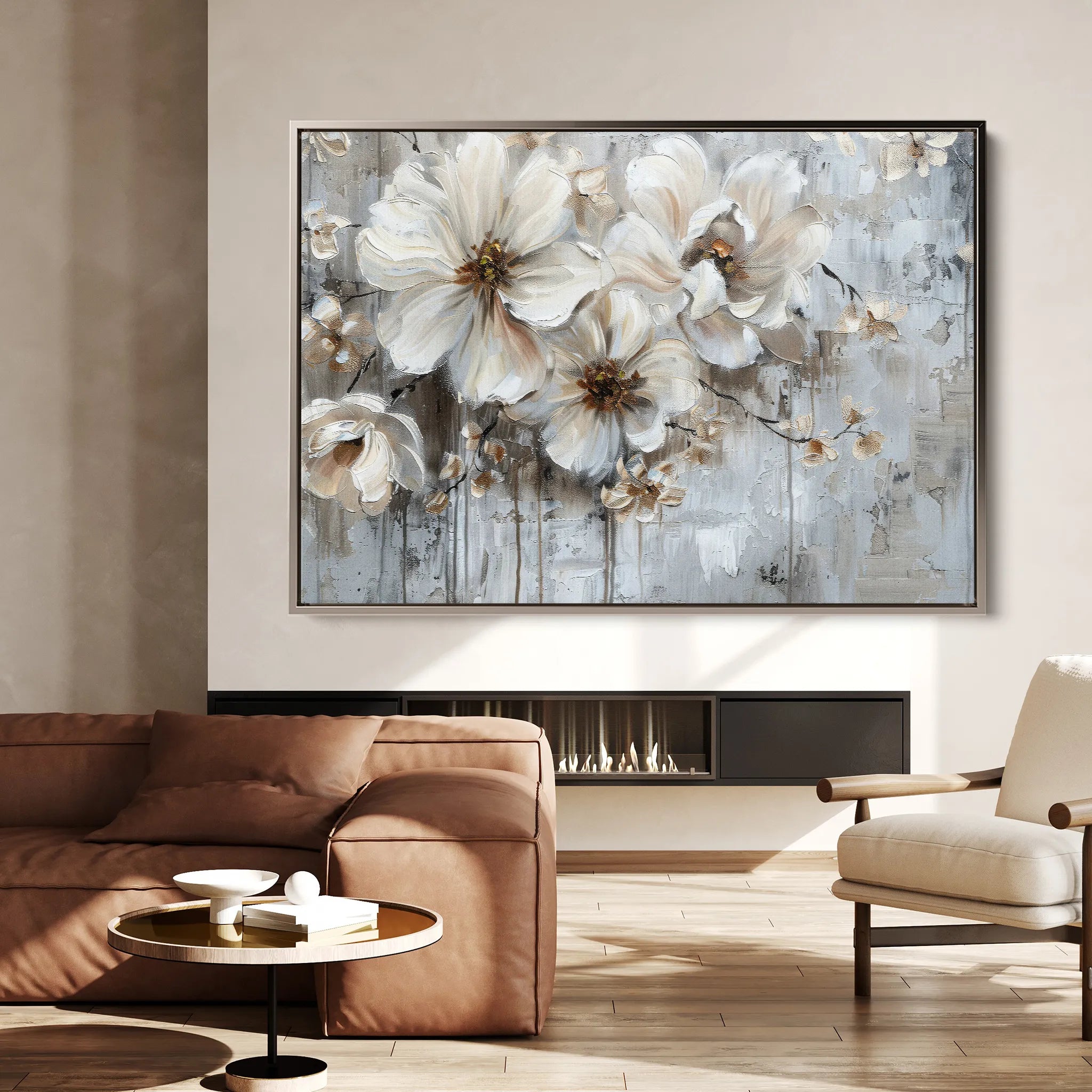 Floral 036 Canvas Art 18" x 24" / 45 x 60 cm / Black