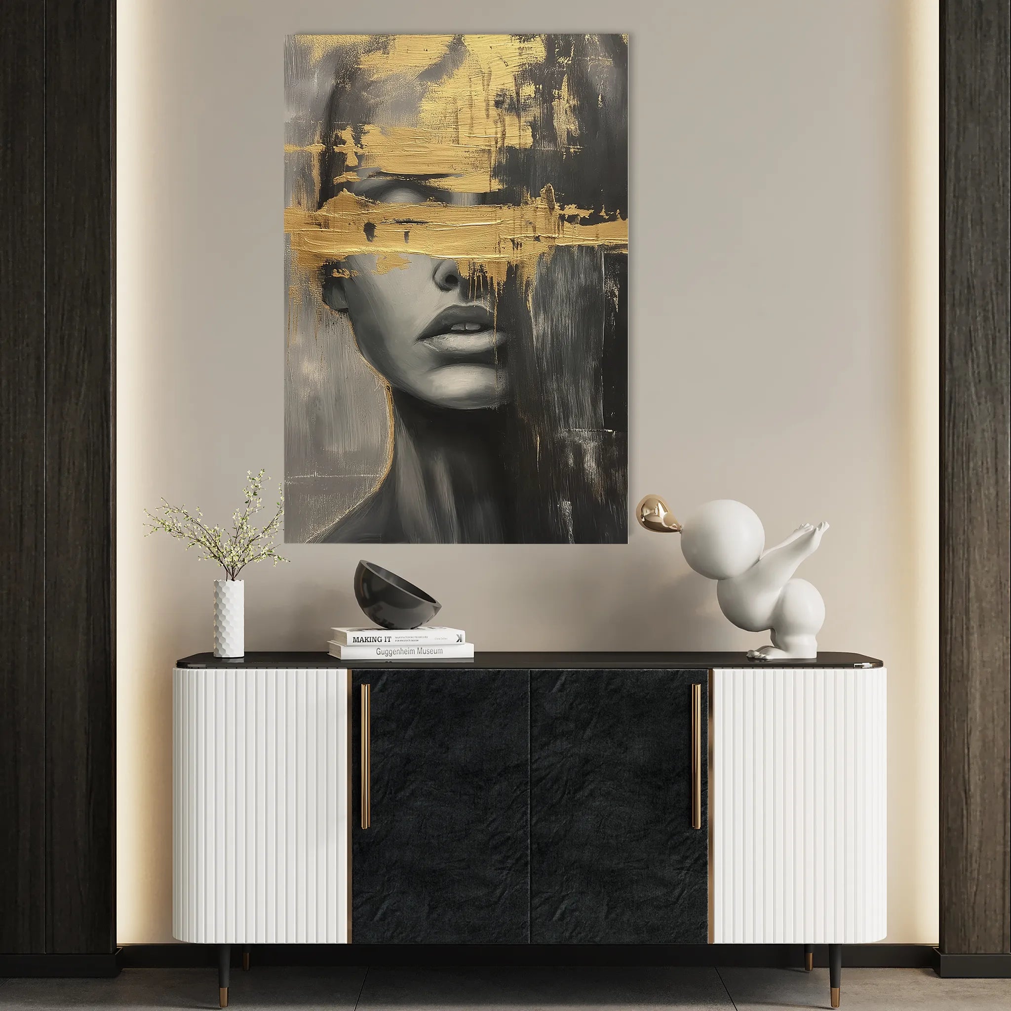 Portrait 036 Canvas Art 18" x 24" / 45 x 60 cm / Black