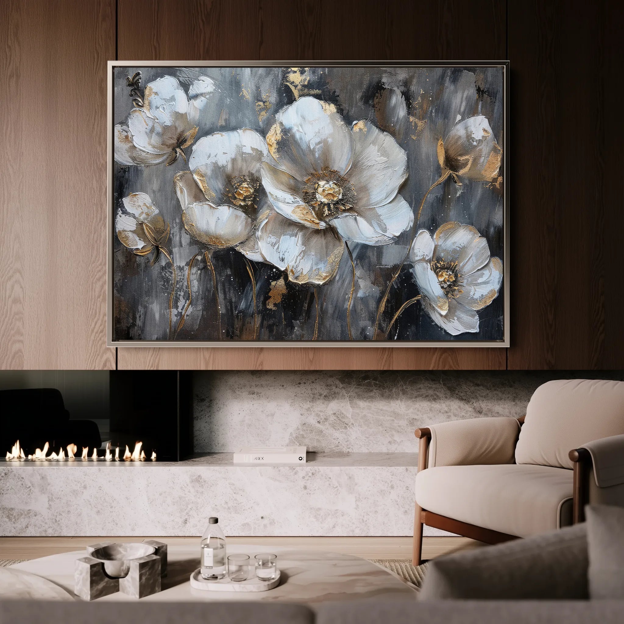 Floral 037 Canvas Art 18" x 24" / 45 x 60 cm / Black
