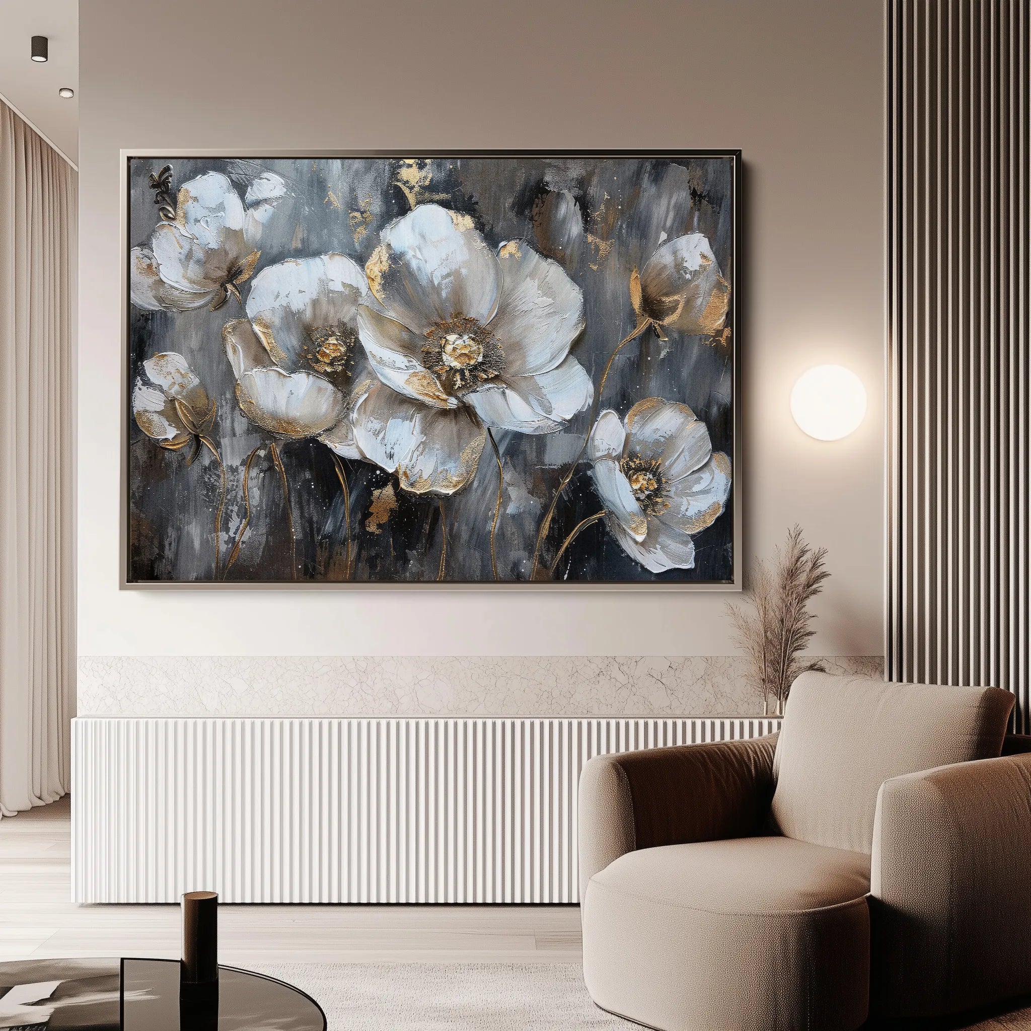 Floral 037 Canvas Art 18" x 24" / 45 x 60 cm / Black