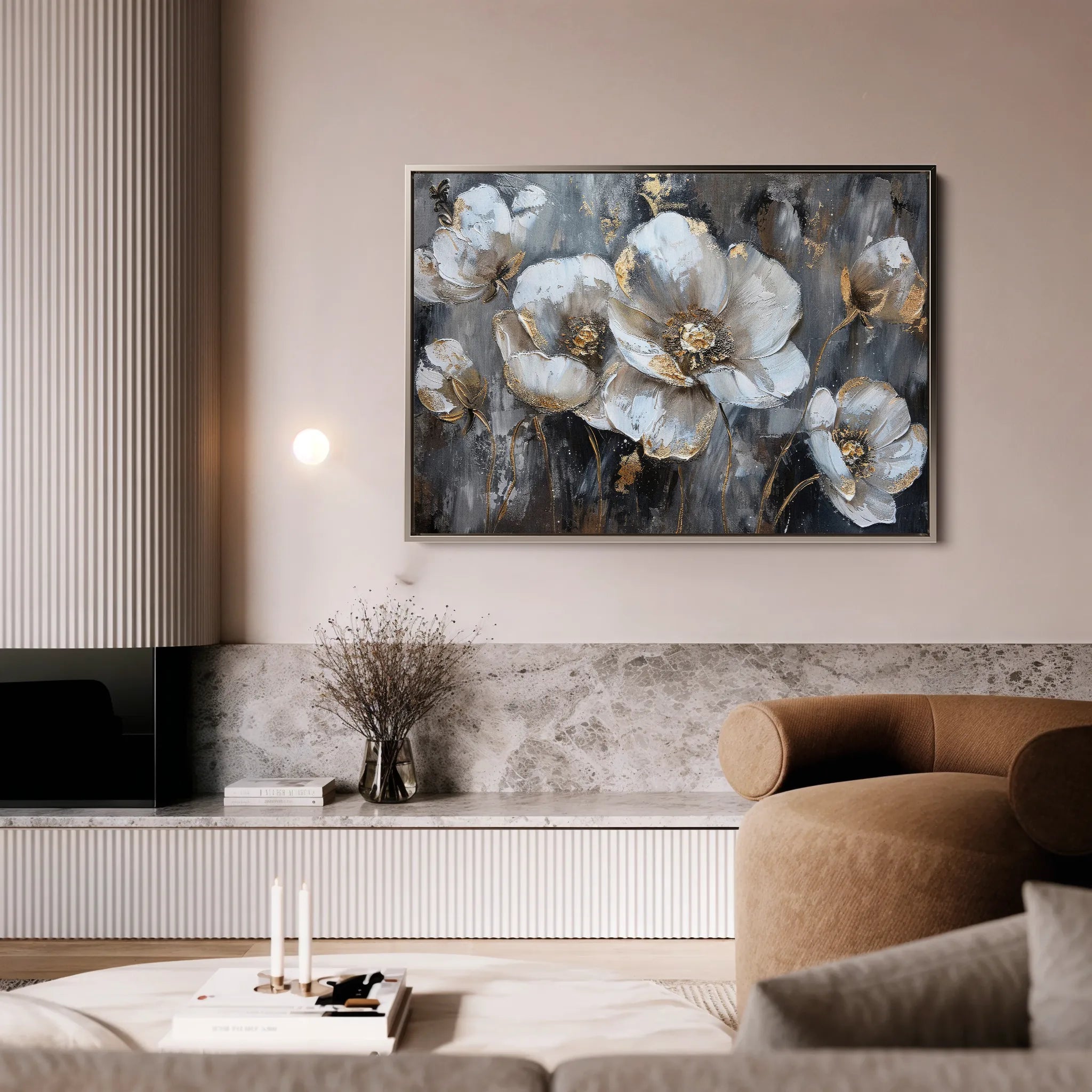 Floral 037 Canvas Art 18" x 24" / 45 x 60 cm / Black