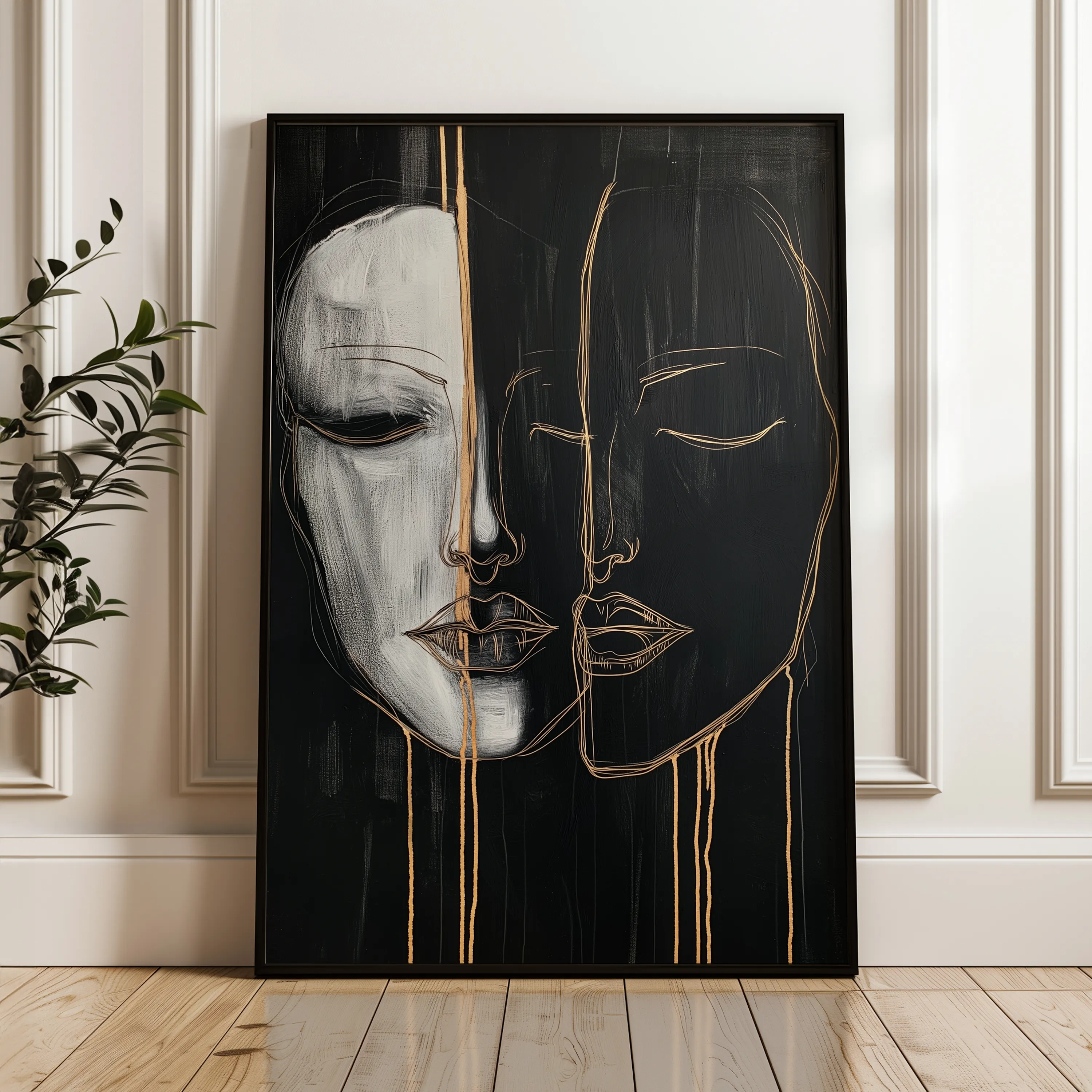 Portrait 037 Canvas Art 18" x 24" / 45 x 60 cm / Black