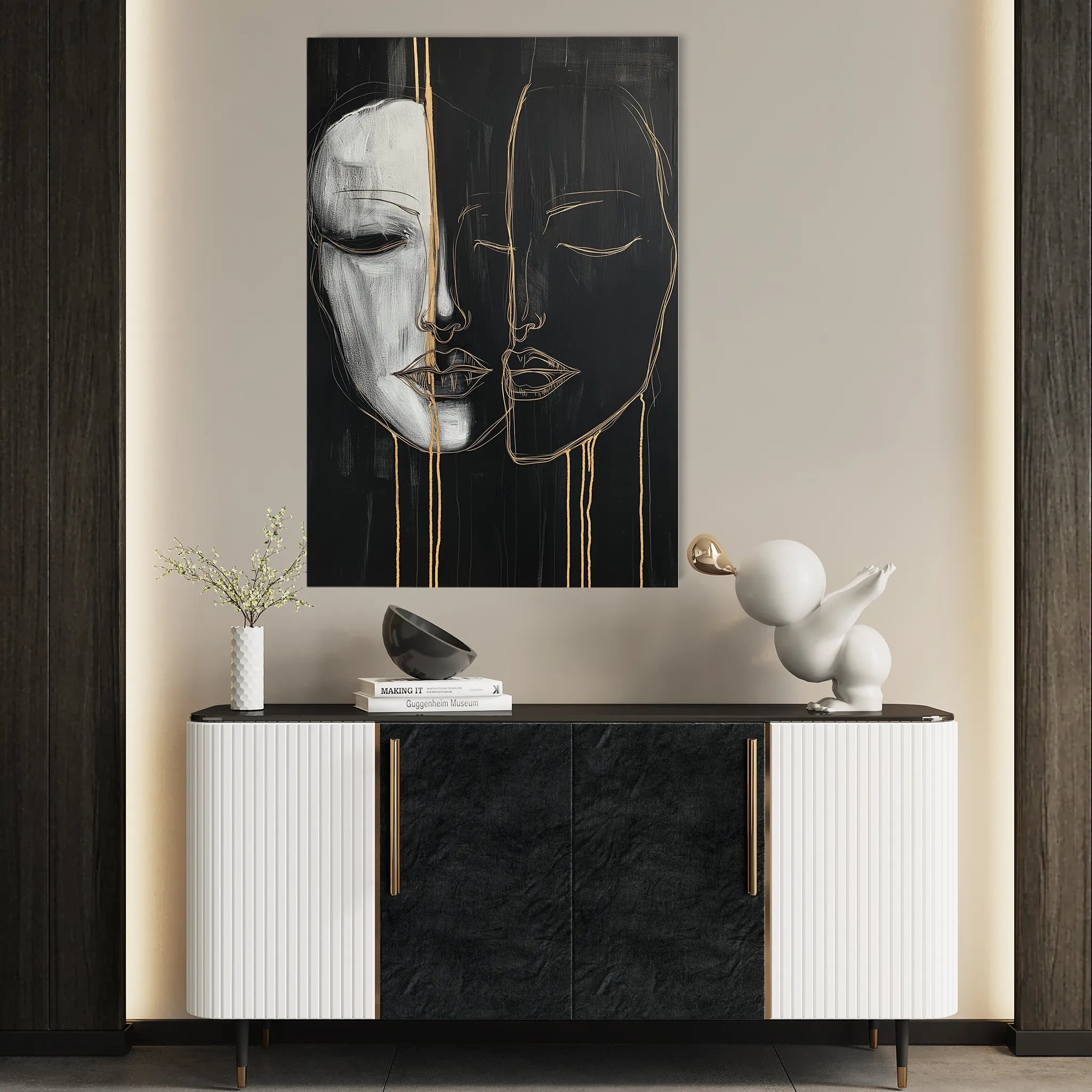 Portrait 037 Canvas Art 18" x 24" / 45 x 60 cm / Black