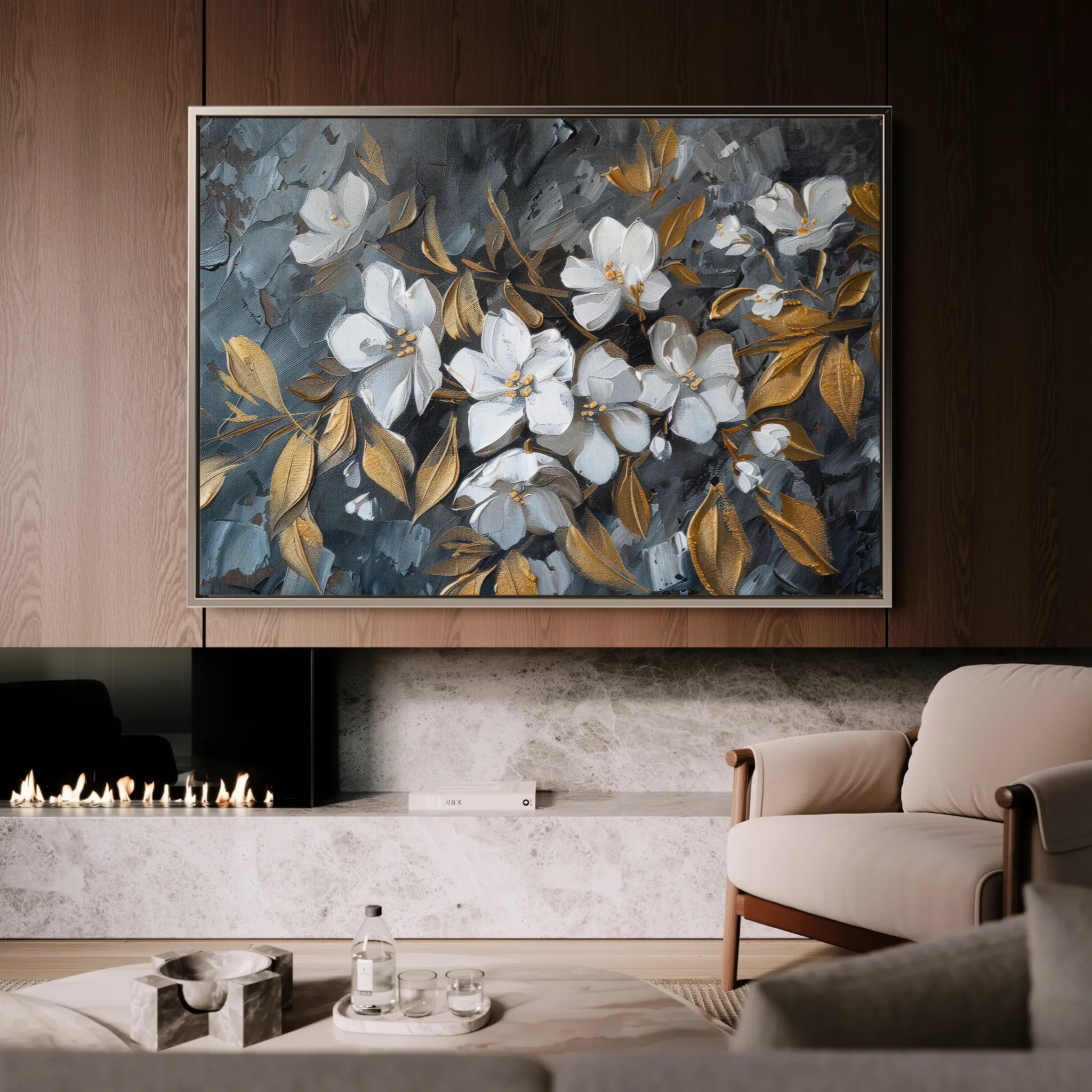 Floral 038 Canvas Art 18" x 24" / 45 x 60 cm / Black