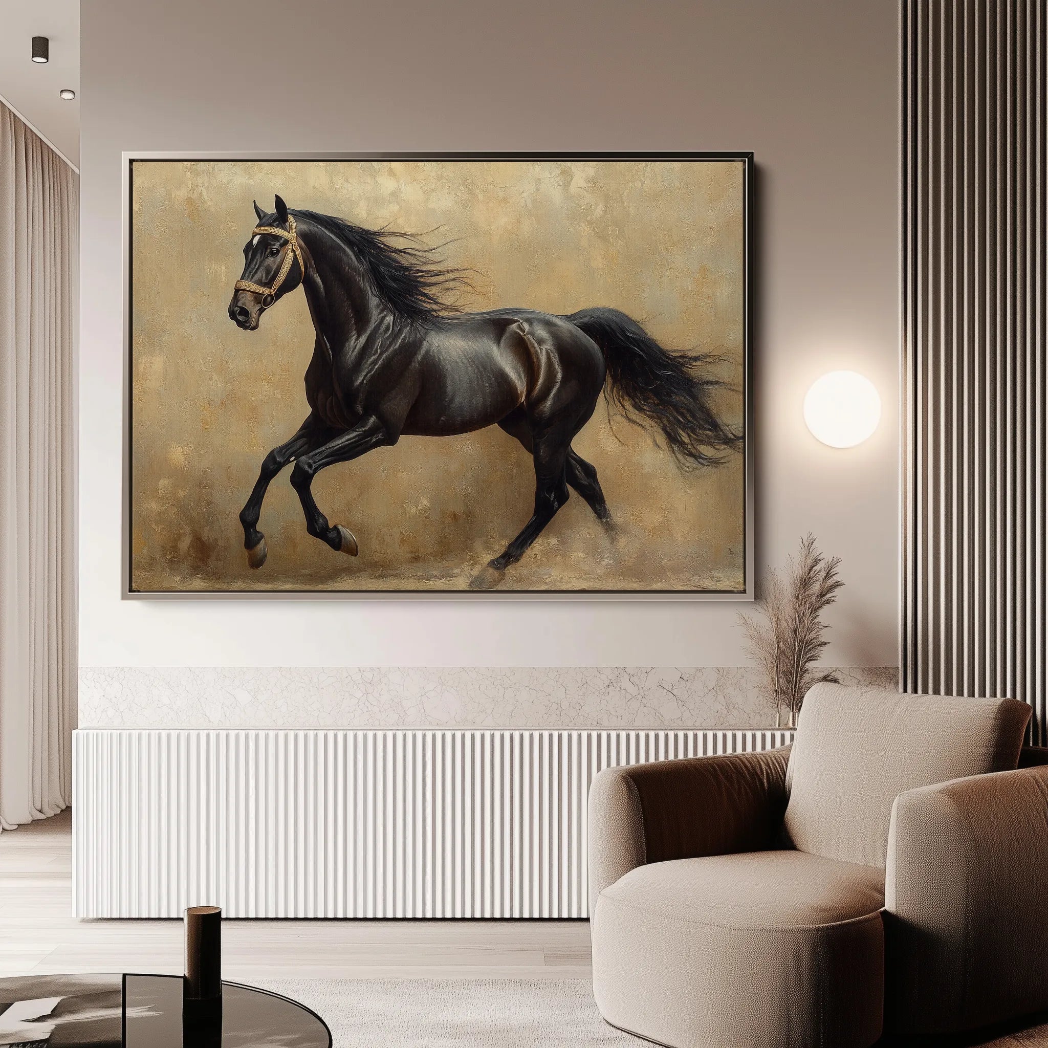 Horses 038 Canvas Art 18" x 24" / 45 x 60 cm / Black