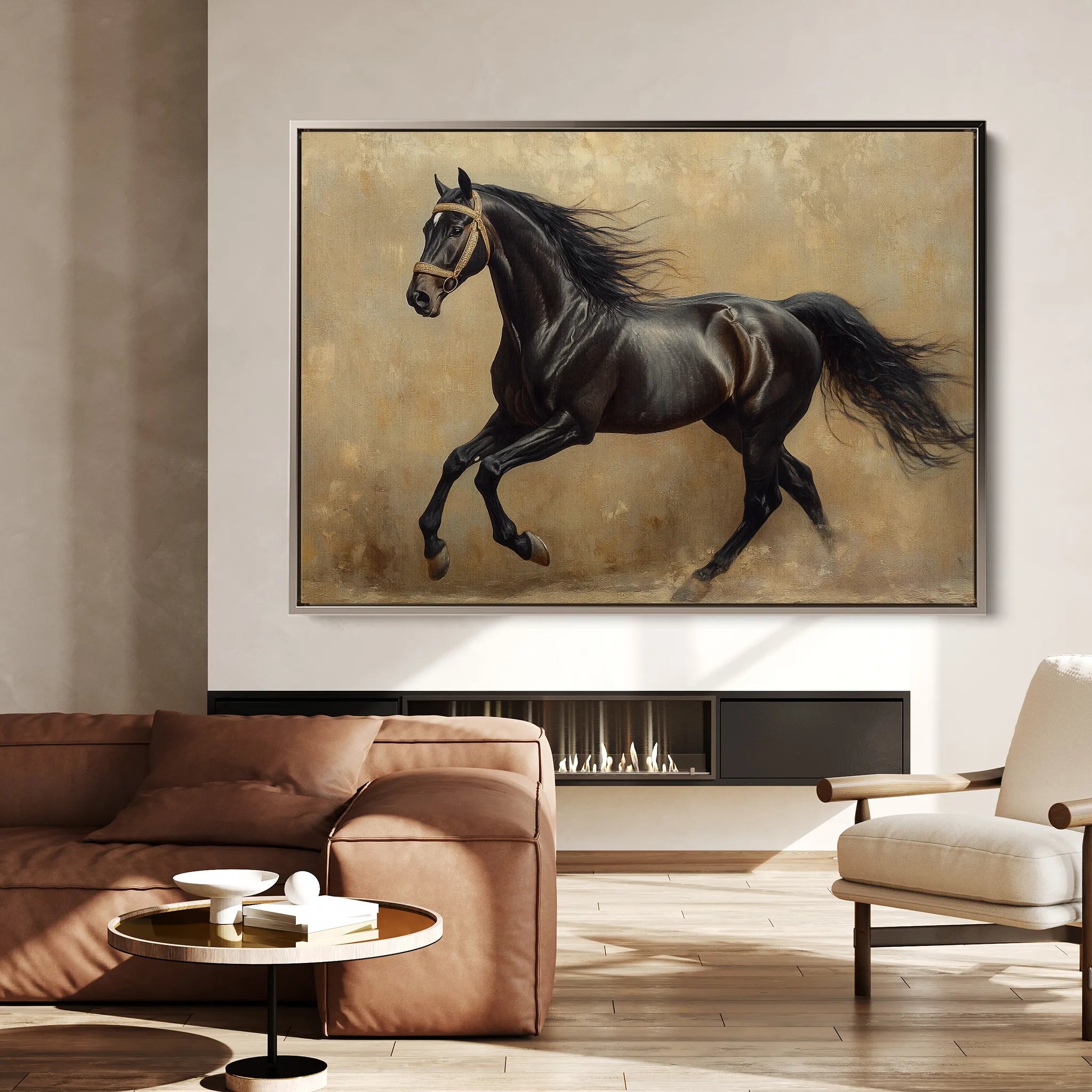 Horses 038 Canvas Art 18" x 24" / 45 x 60 cm / Black